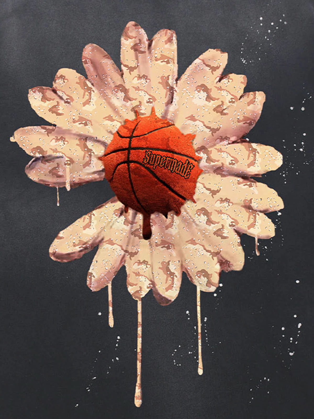 Supermade Floral Basketball Ink Splatter Graphic T-Shirt - Image 10