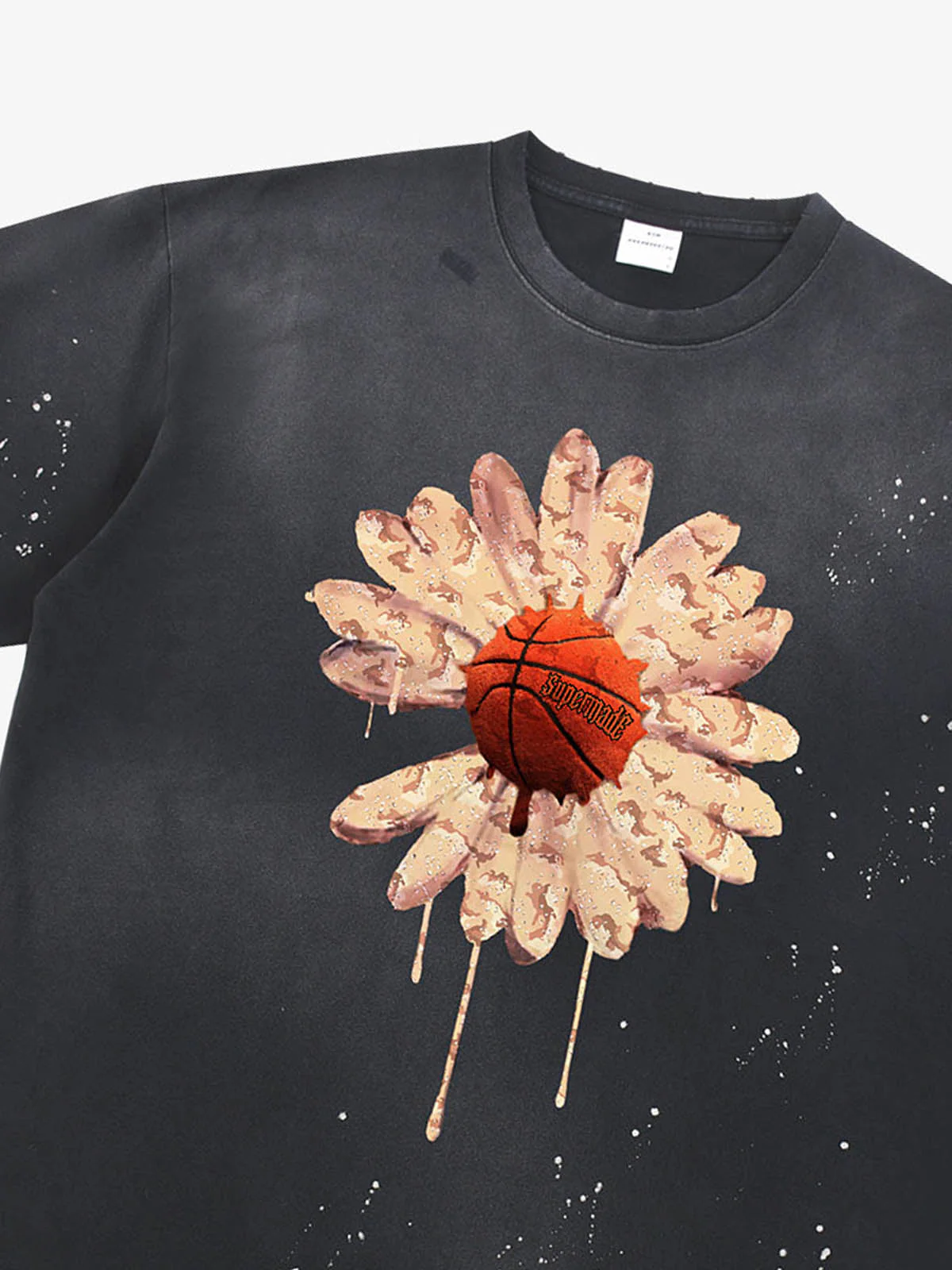 Supermade Floral Basketball Ink Splatter Graphic T-Shirt - Image 11