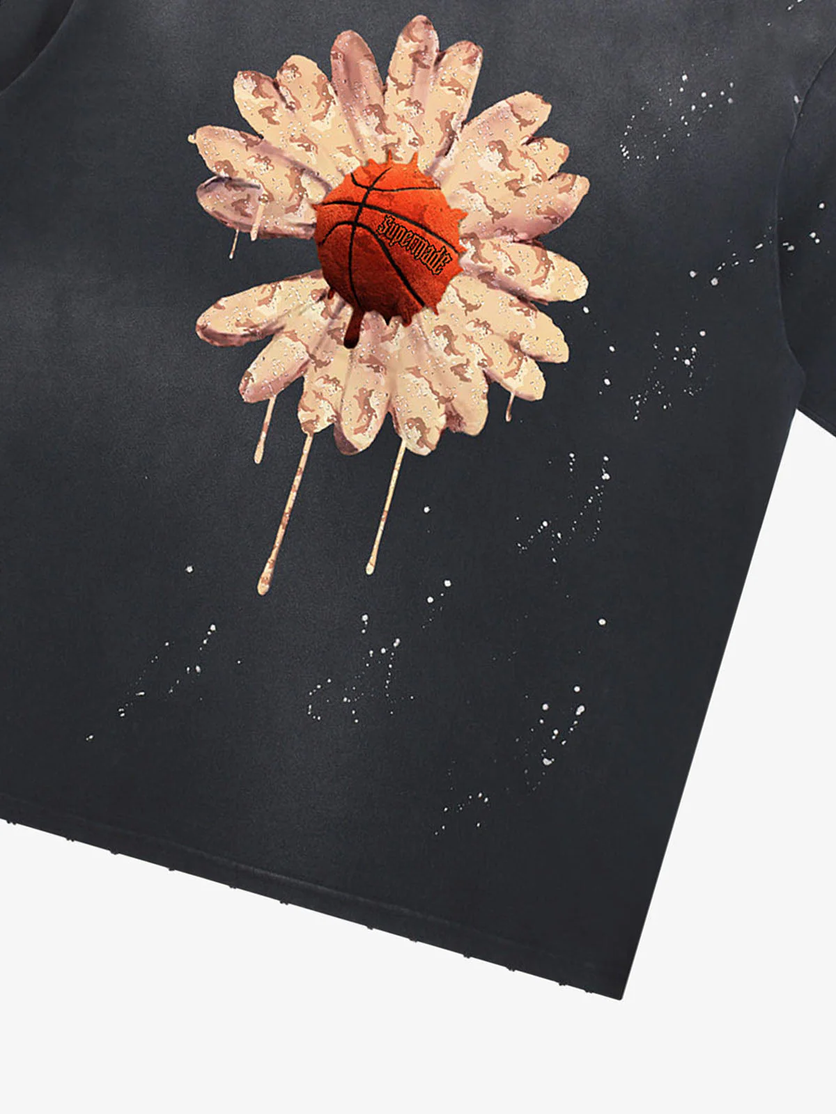 Supermade Floral Basketball Ink Splatter Graphic T-Shirt - Image 12