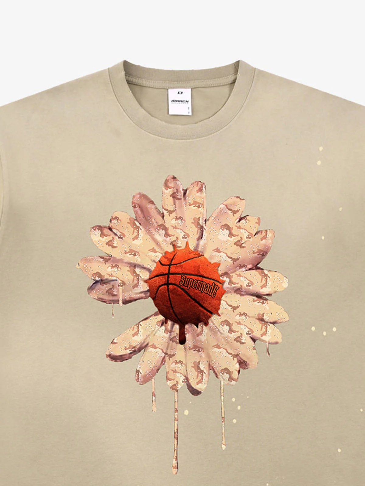 Supermade Floral Basketball Ink Splatter Graphic T-Shirt - Image 13
