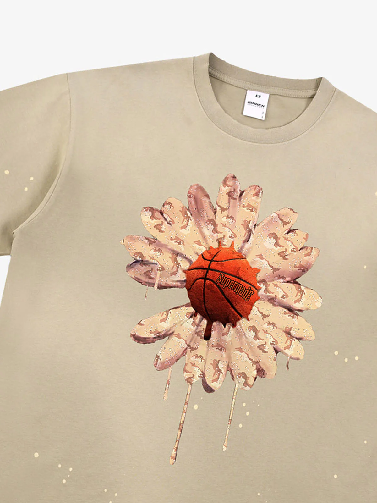 Supermade Floral Basketball Ink Splatter Graphic T-Shirt - Image 15