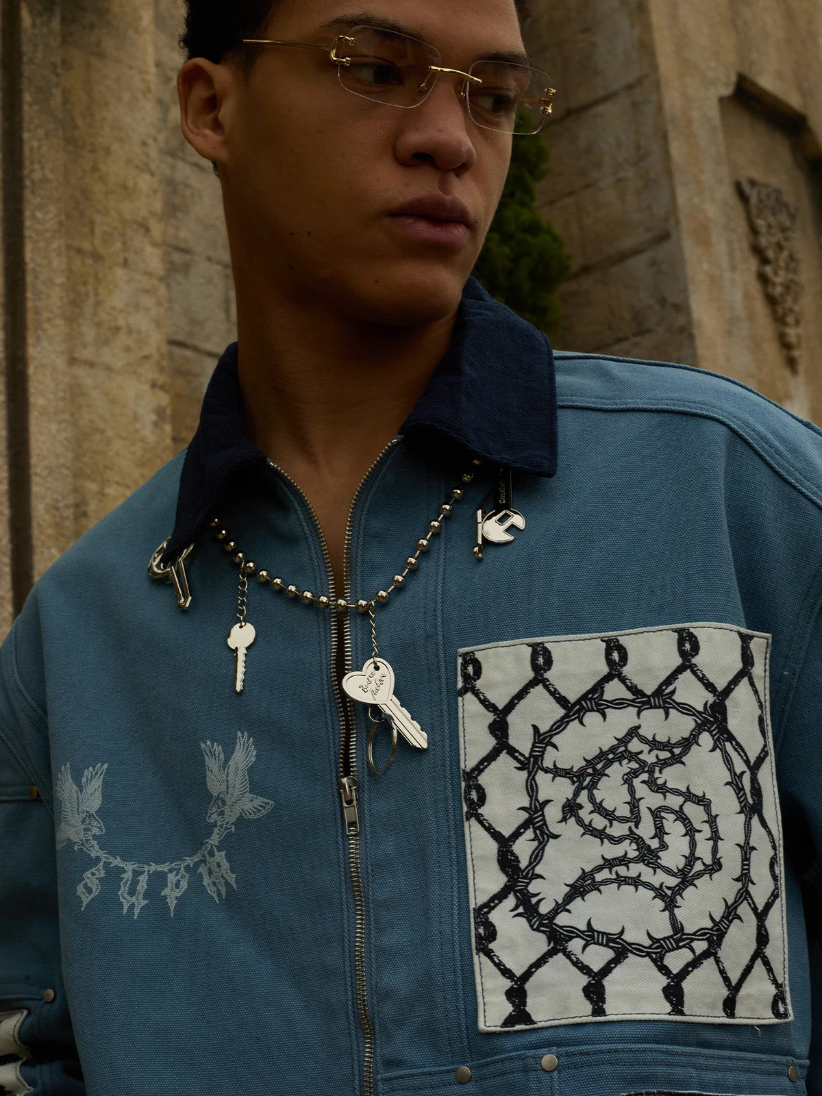 Supermade Multi-Element Appliqué Patchwork Denim Suit - 2593 - Image 11
