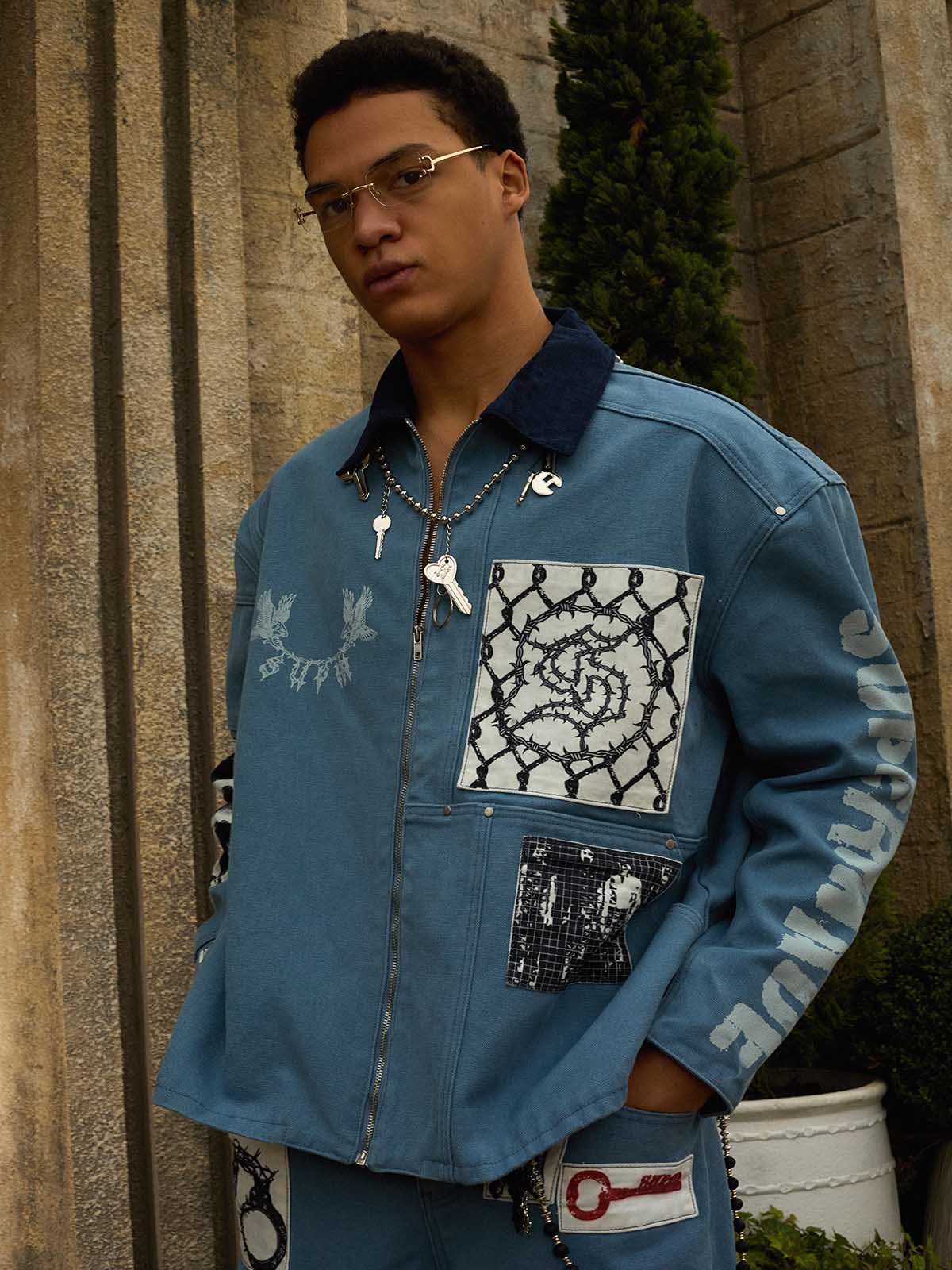 Supermade Multi-Element Appliqué Patchwork Denim Suit - 2593 - Image 13