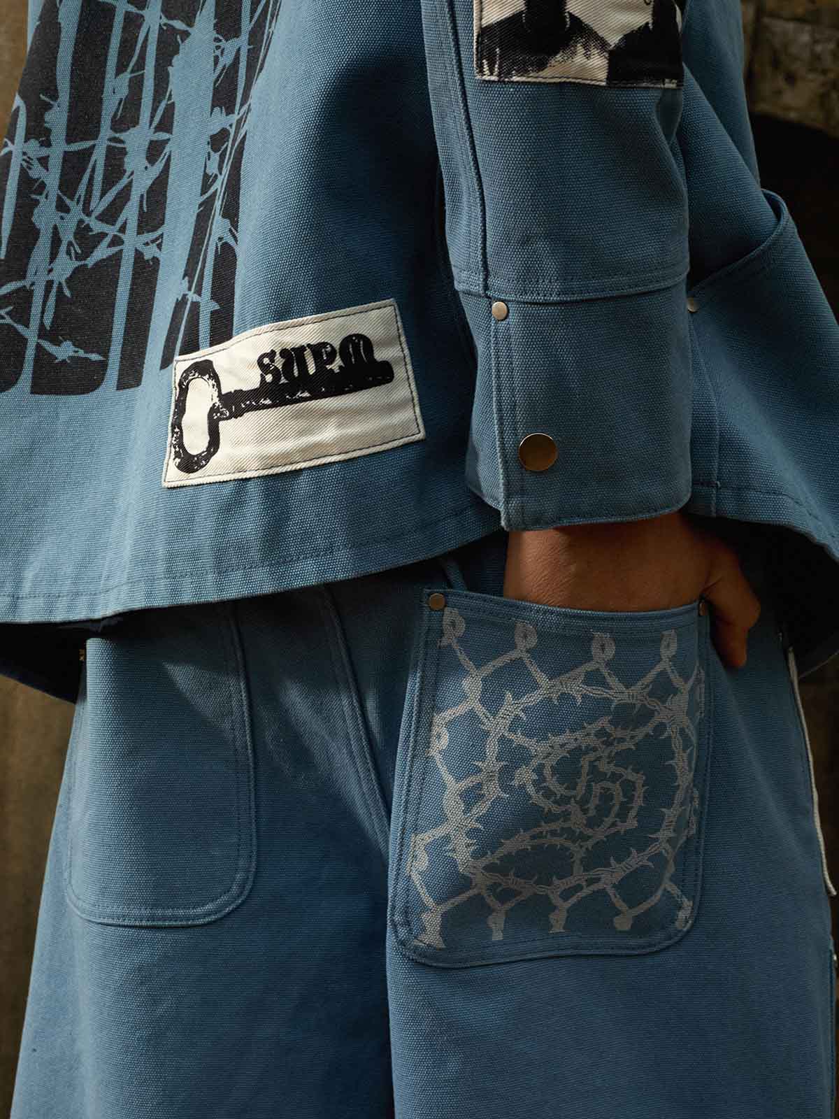 Supermade Multi-Element Appliqué Patchwork Denim Suit - 2593 - Image 16