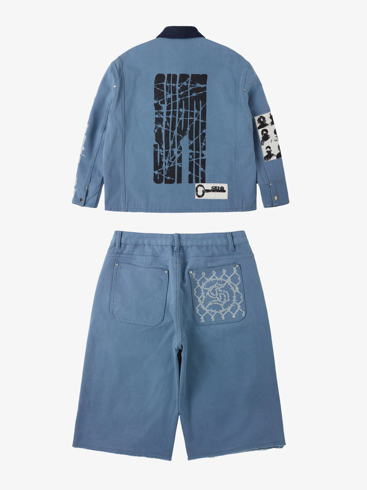 Supermade Multi-Element Appliqué Patchwork Denim Suit - 2593 - Image 19