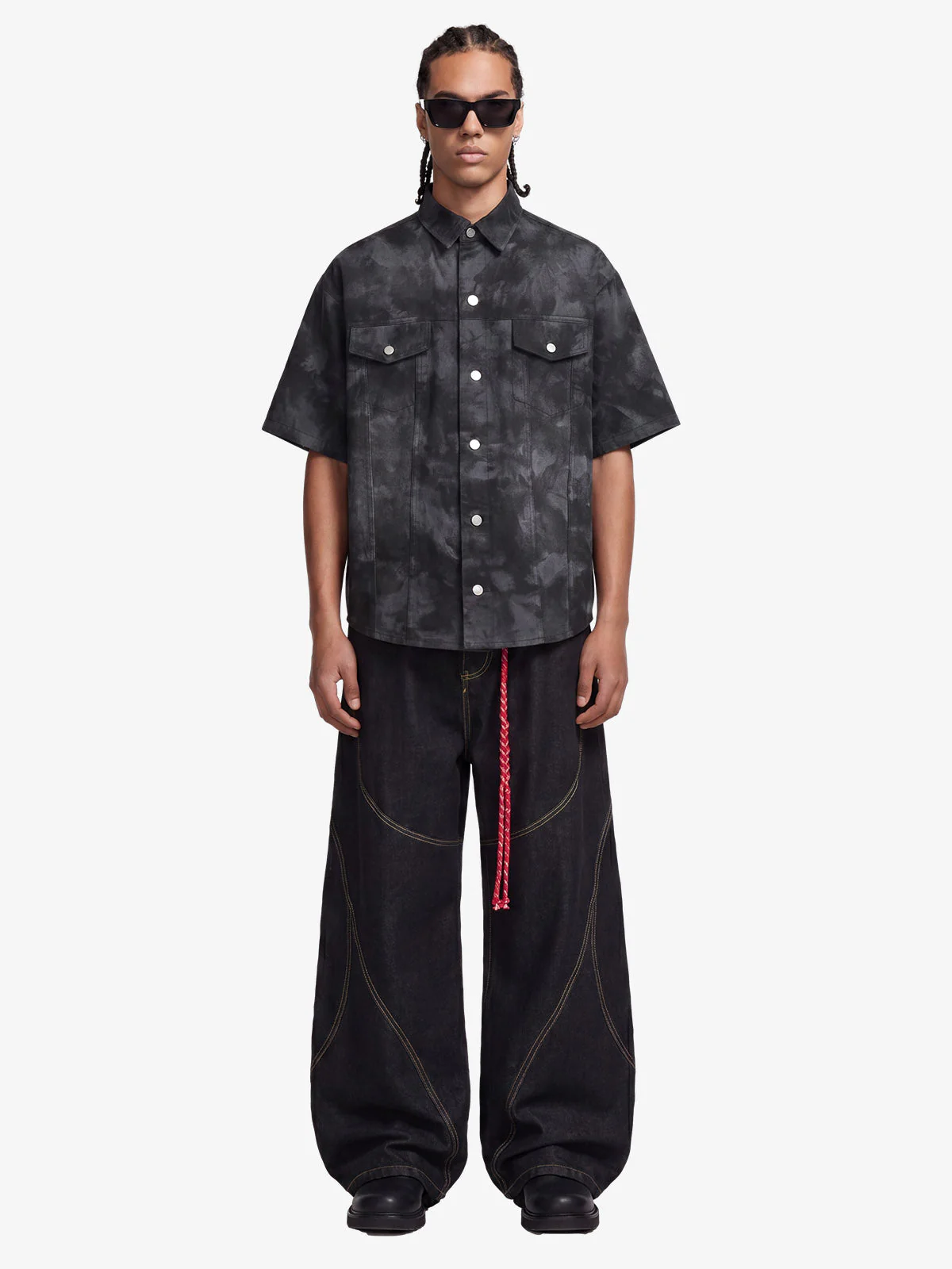 Supermade Signature Tie-Dye Acid Wash Pleated Shirt - Image 2
