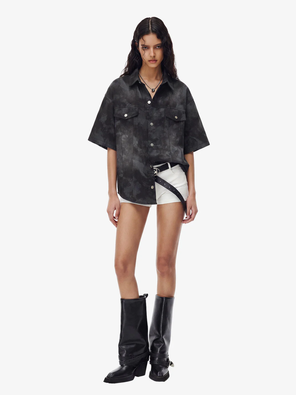 Supermade Signature Tie-Dye Acid Wash Pleated Shirt - Image 4