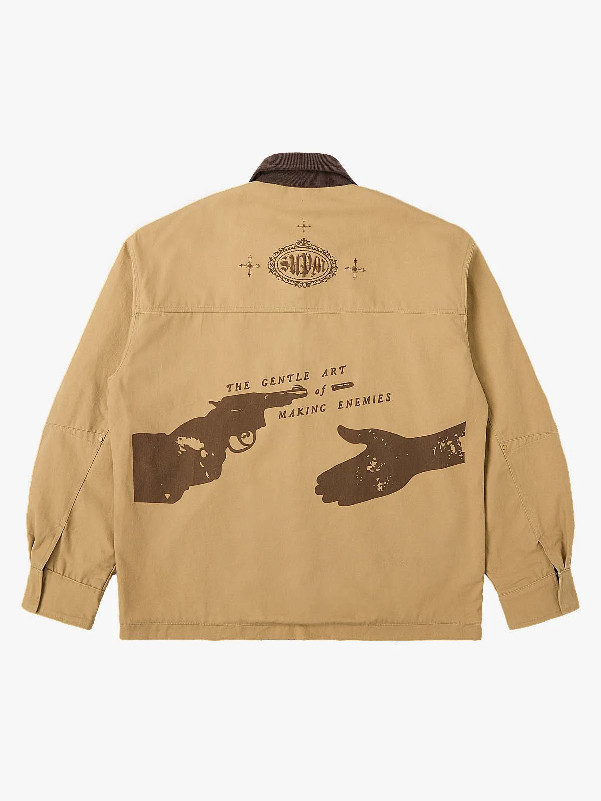 Supermade Slogan Print Color-Blocked Embroidered Retro Canvas Jacket - Image 14
