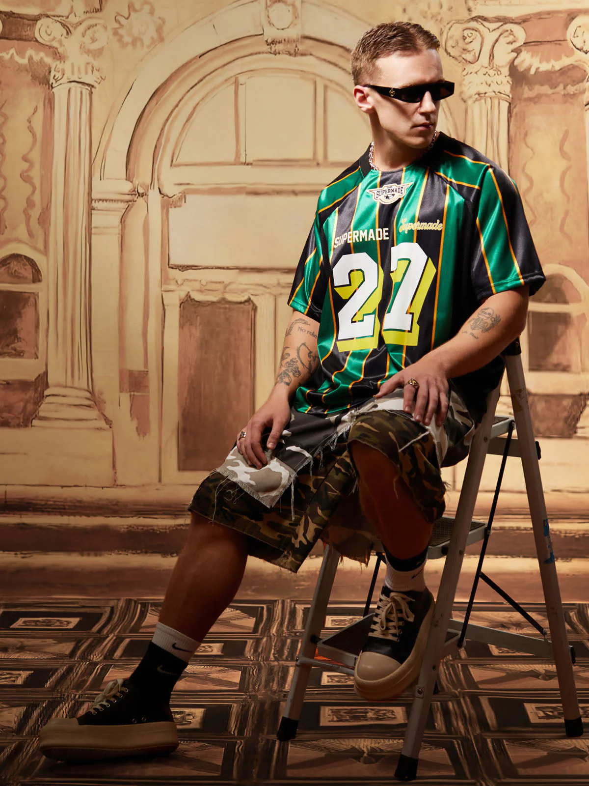Original Retro Striped Spliced Sports Jersey T-Shirt - 2422 - Image 3