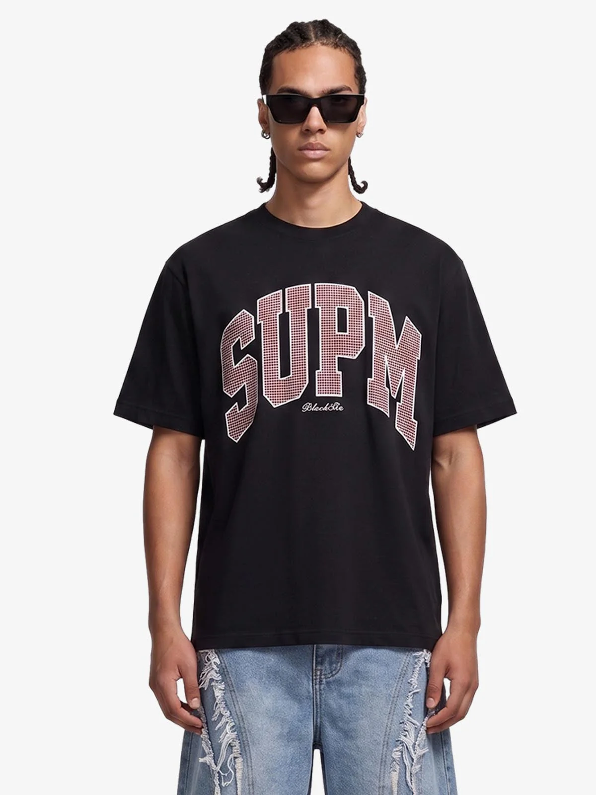 Supermade "SUPM" Houndstooth Varsity Graphic T-Shirt