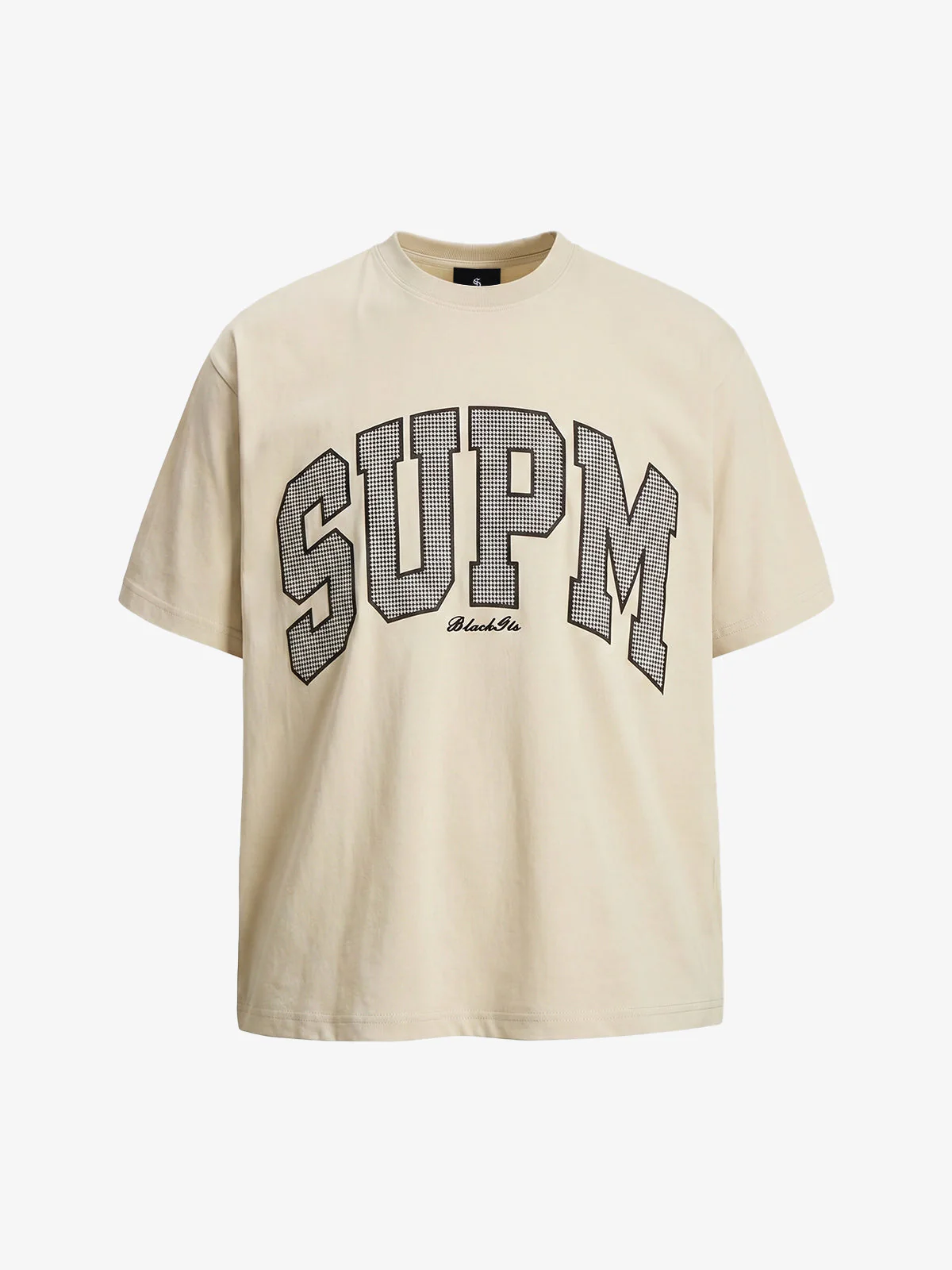 Supermade "SUPM" Houndstooth Varsity Graphic T-Shirt - Image 2