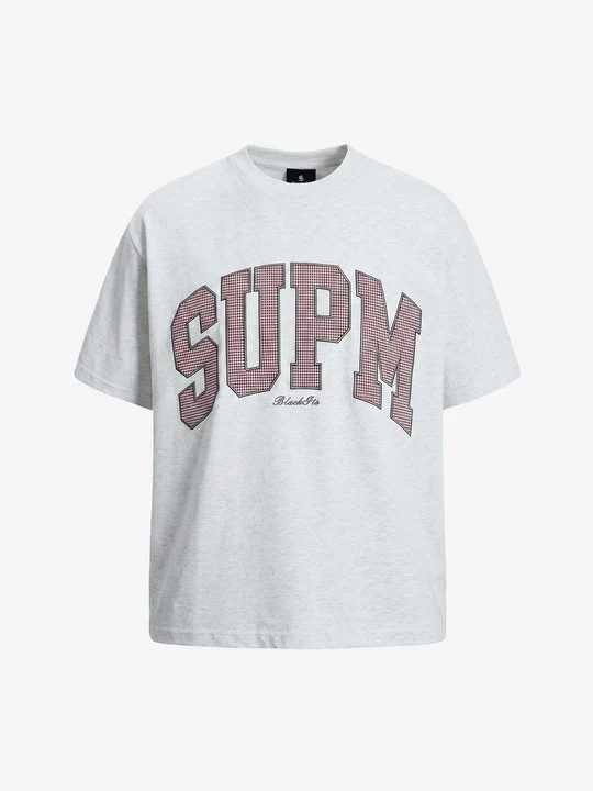Supermade "SUPM" Houndstooth Varsity Graphic T-Shirt - Image 3