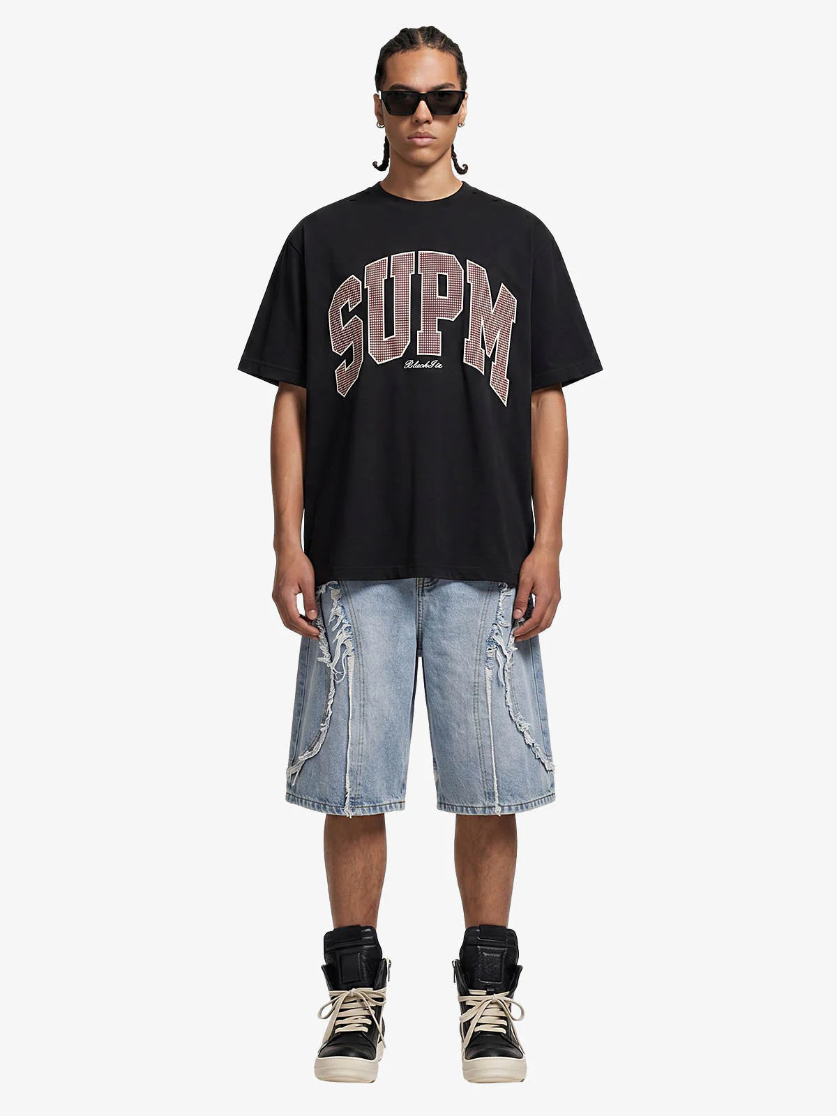Supermade "SUPM" Houndstooth Varsity Graphic T-Shirt - Image 4