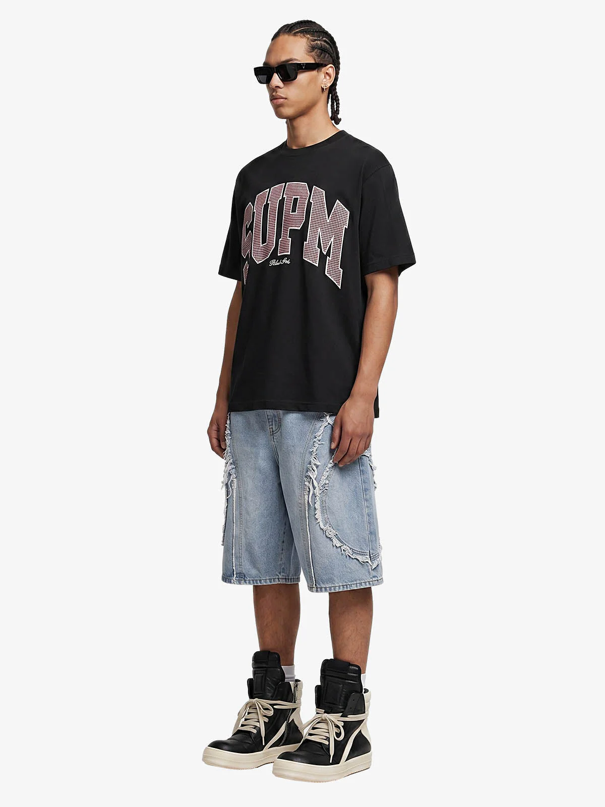 Supermade "SUPM" Houndstooth Varsity Graphic T-Shirt - Image 5