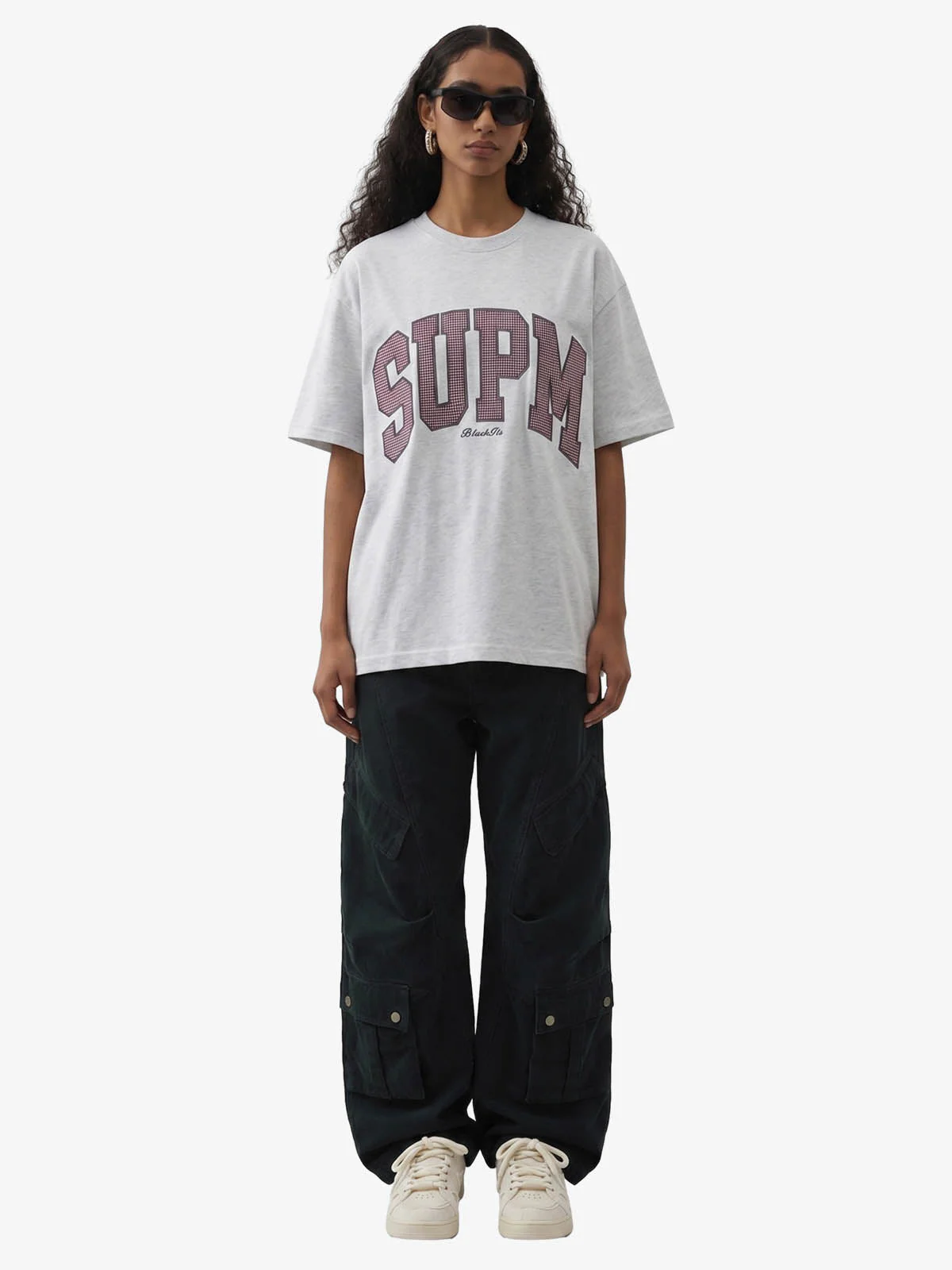 Supermade "SUPM" Houndstooth Varsity Graphic T-Shirt - Image 6