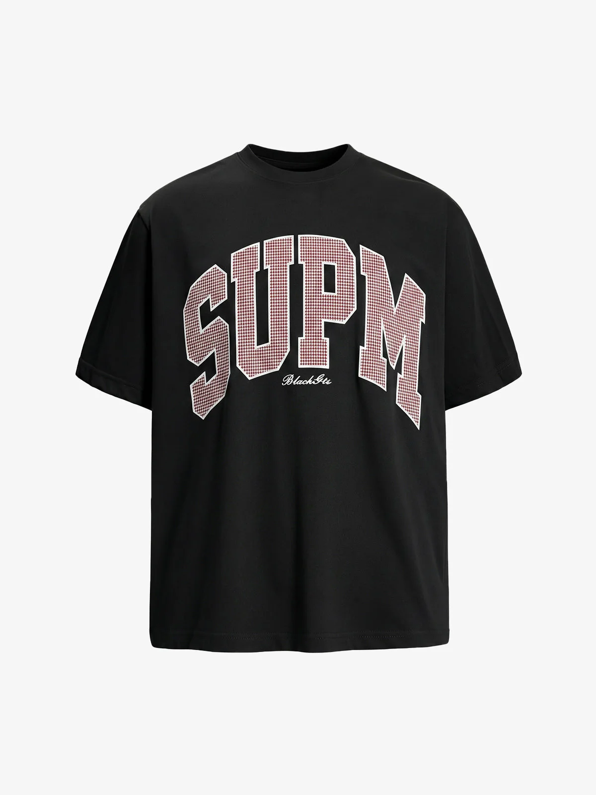 Supermade "SUPM" Houndstooth Varsity Graphic T-Shirt - Image 7