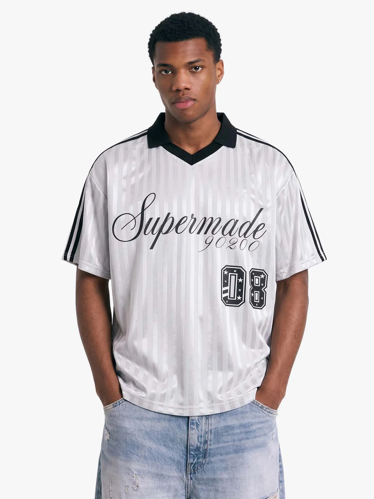 Supermade Vintage Varsity Striped Soccer Jersey