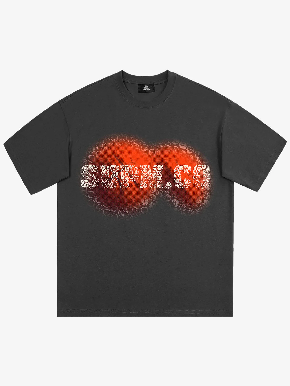 SUPM Foam Texture Basketball Pattern Graphic T-Shirt - Image 3