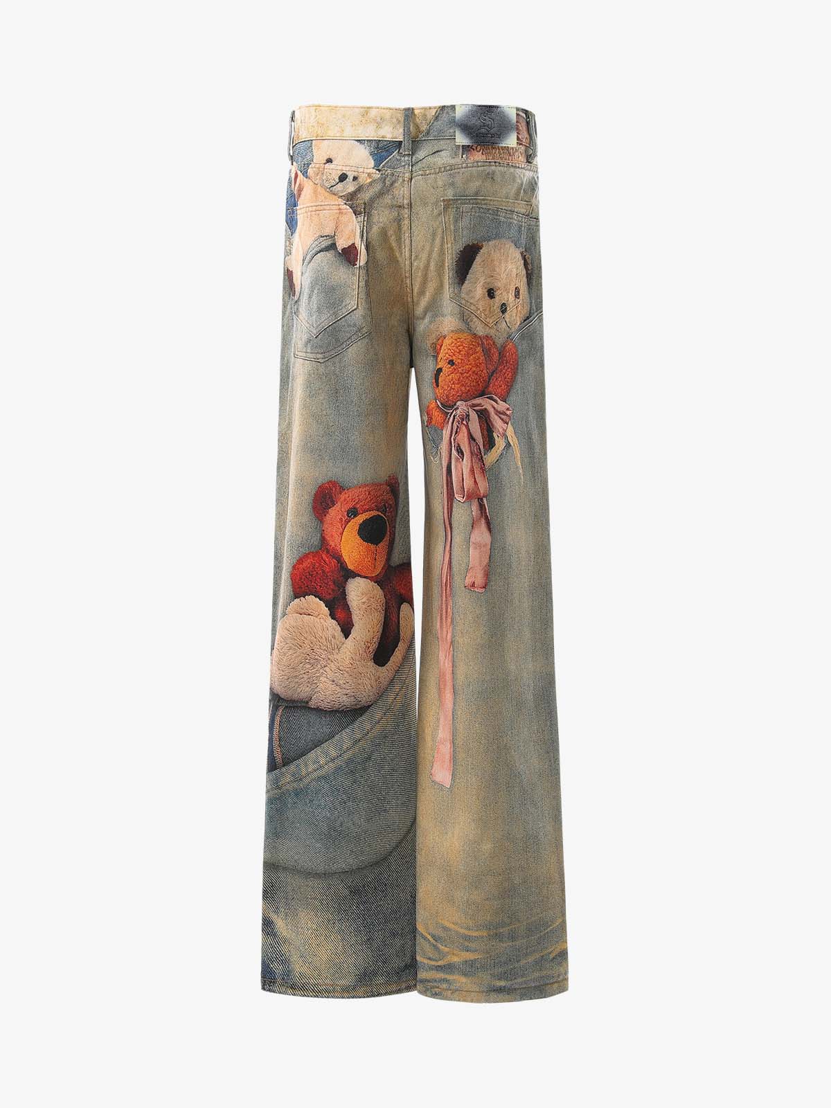 Teddy Bear Decor Pockets Baggy Pants - Image 2