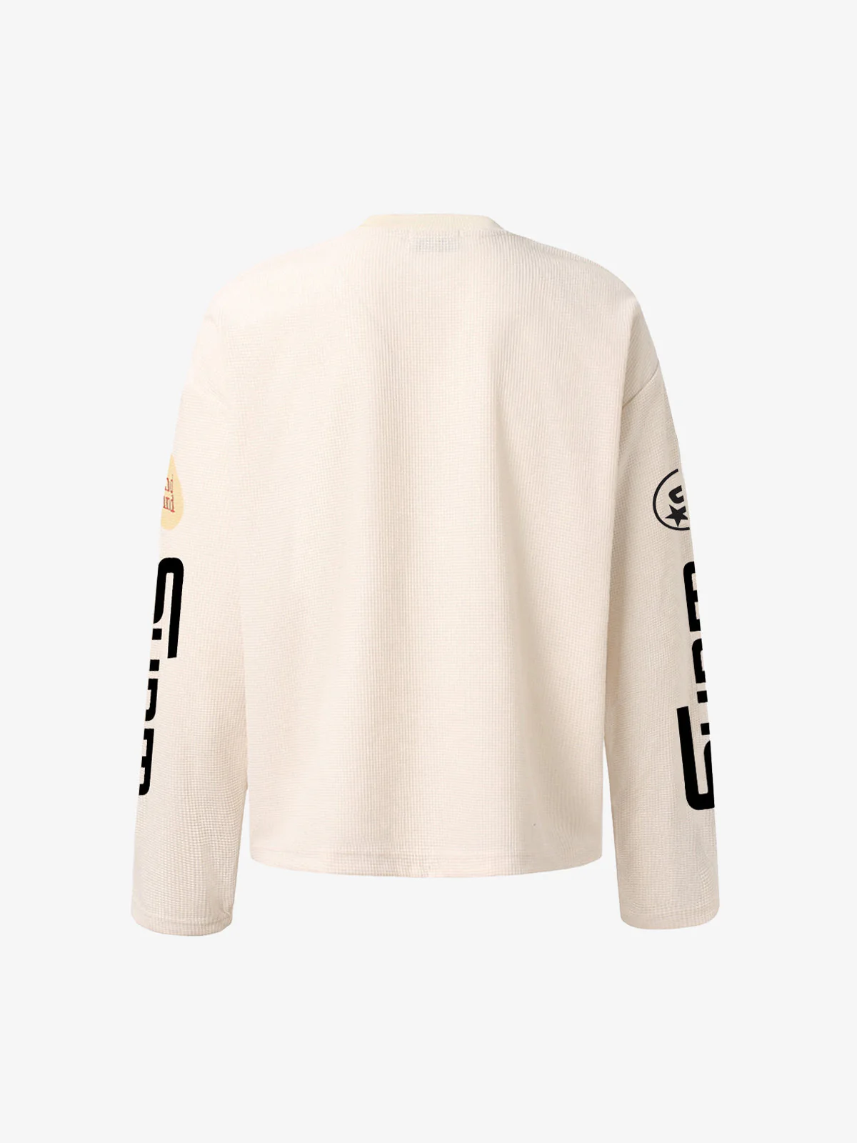 Textured Waffle SUPM Letter Graphic Long Sleeve T-Shirt - 2600 - Image 10