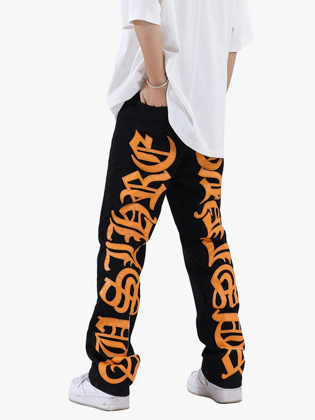 Thesupermade Burning Text Embroidered Letters Jeans -1478 - Image 9