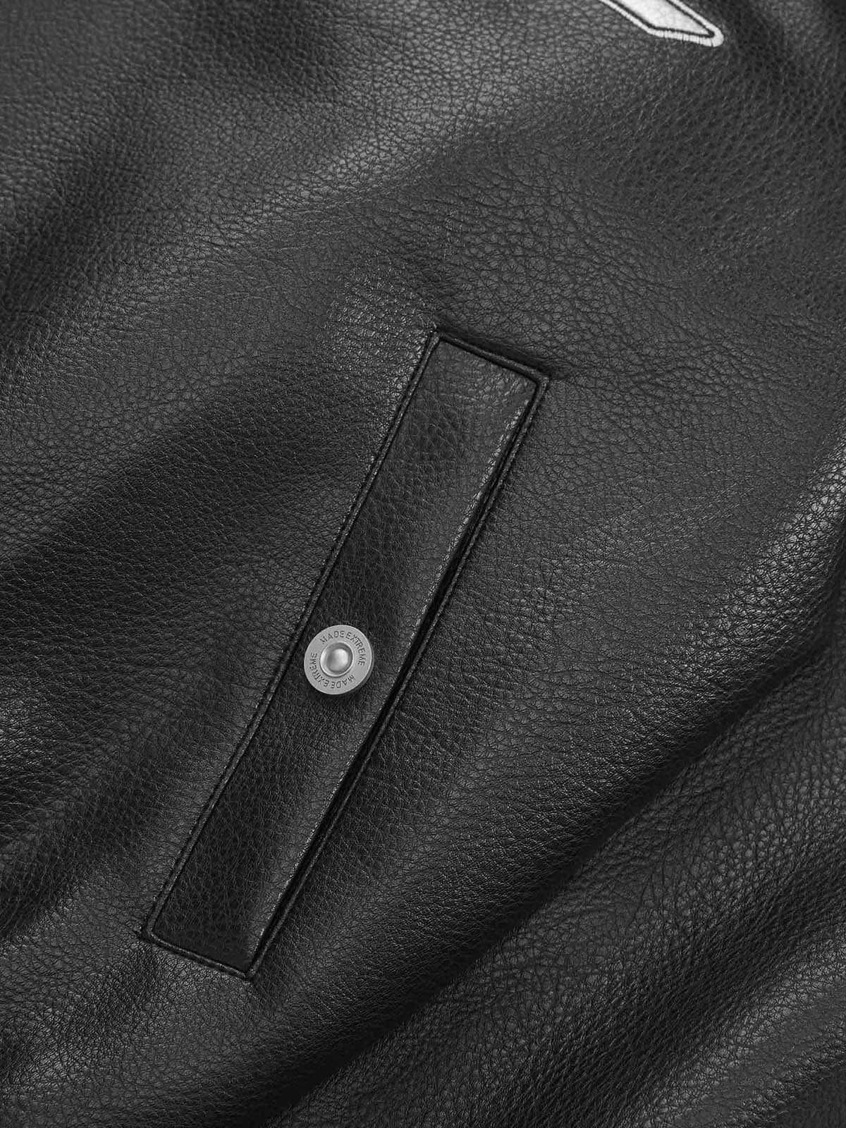 Faux Leather Vintage Street Black Air Jacket - 1821 - Image 18