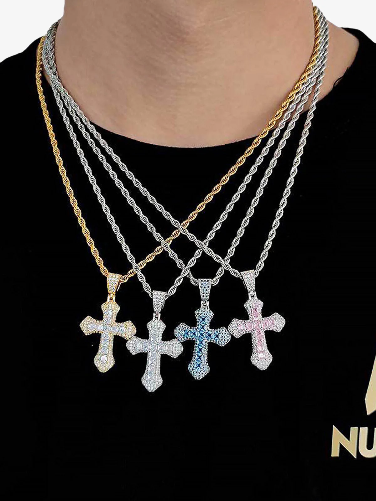 Thesupermade Corss Full Diamond Necklace-1514 - Image 6