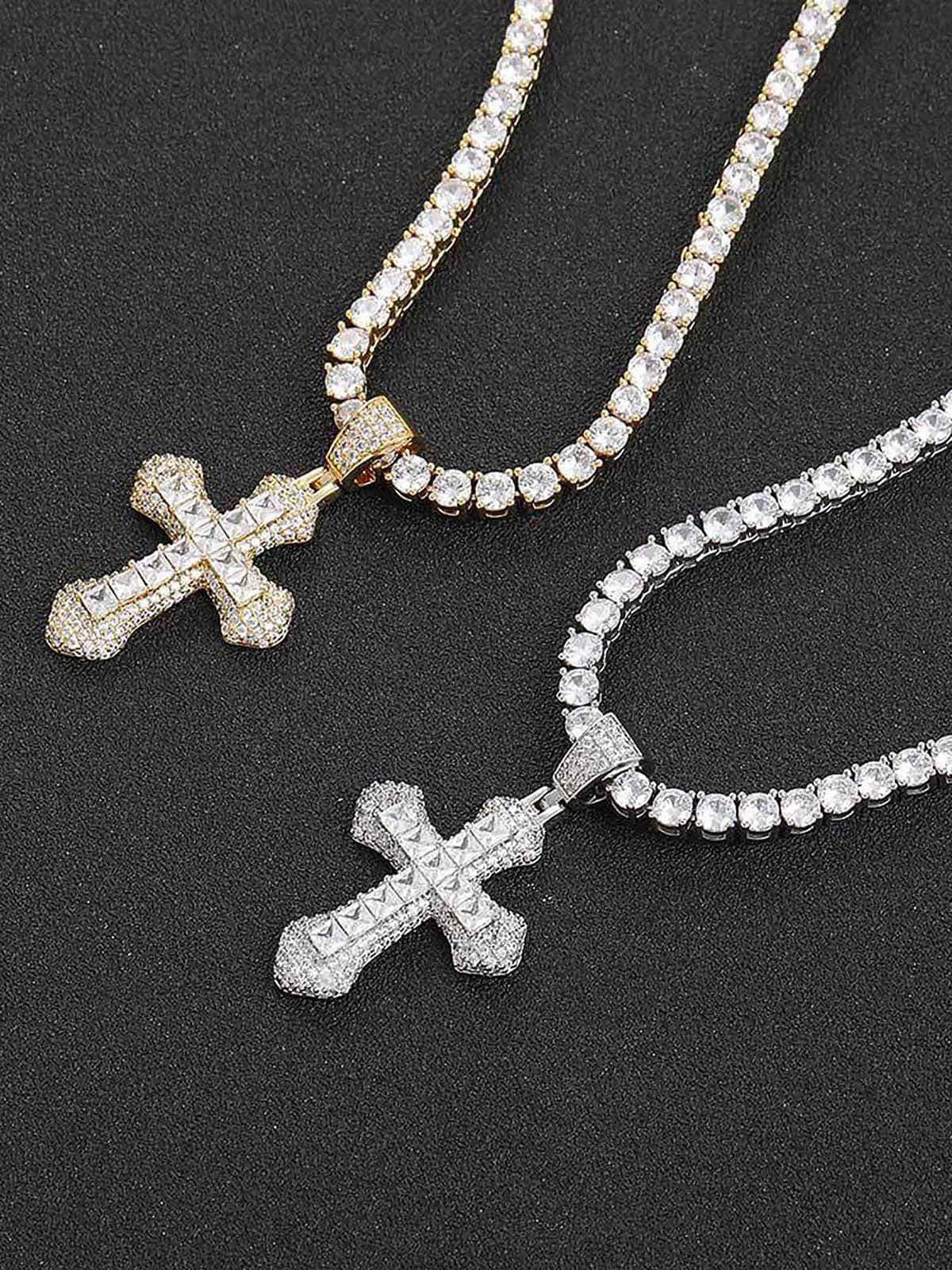 Thesupermade Corss Full Diamond Necklace-1514 - Image 8