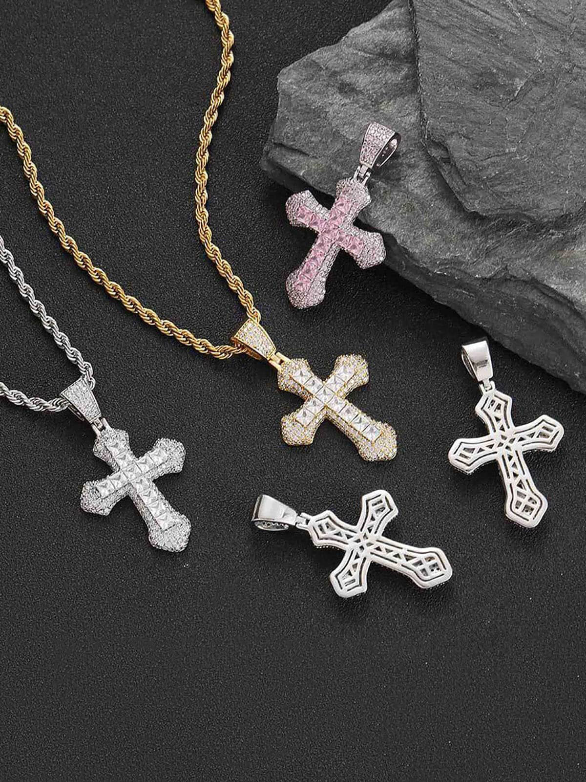 Thesupermade Corss Full Diamond Necklace-1514 - Image 9