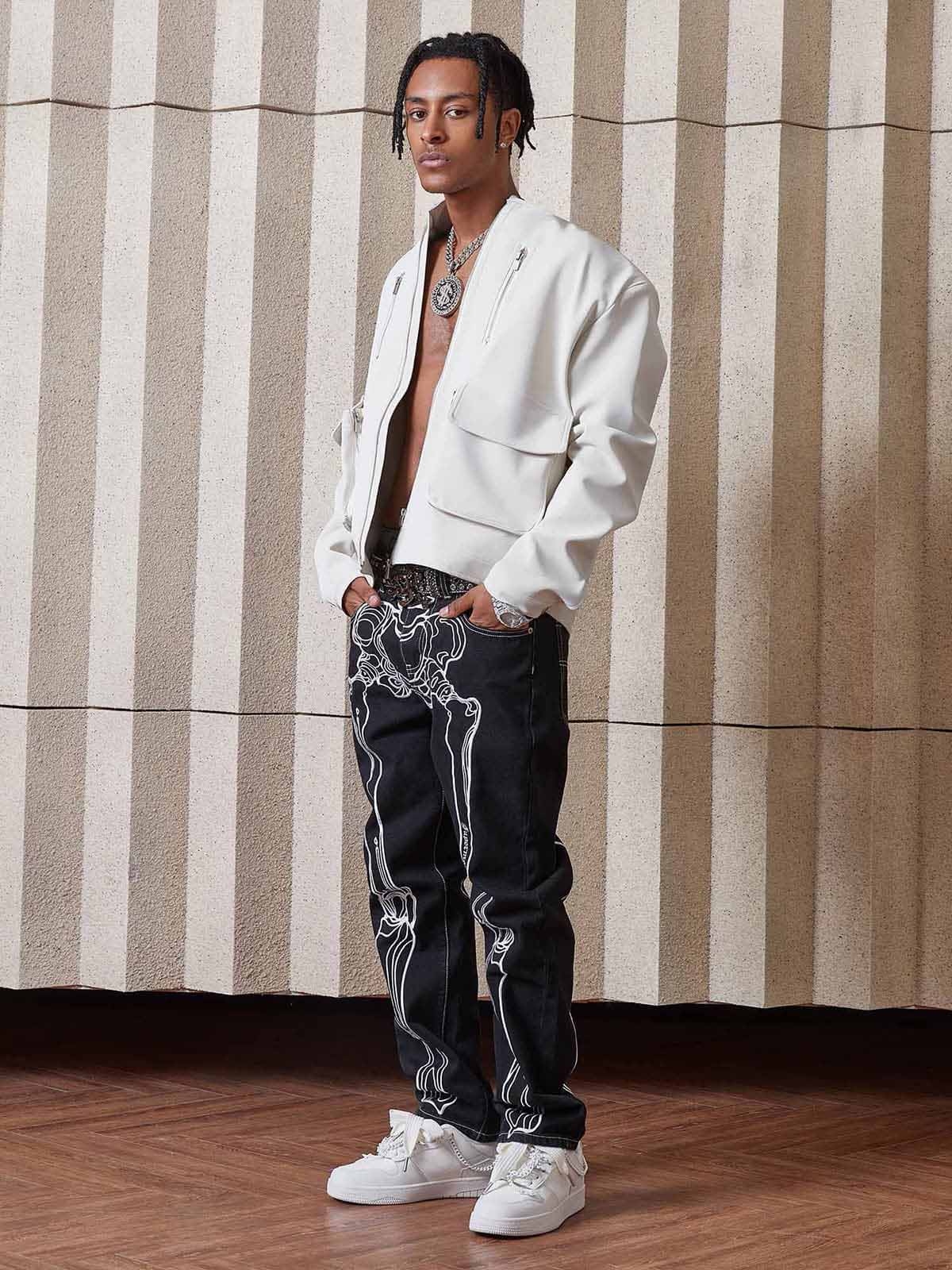 Thesupermade Hip Hop Bones Embroidered Jeans - 1859 - Image 11
