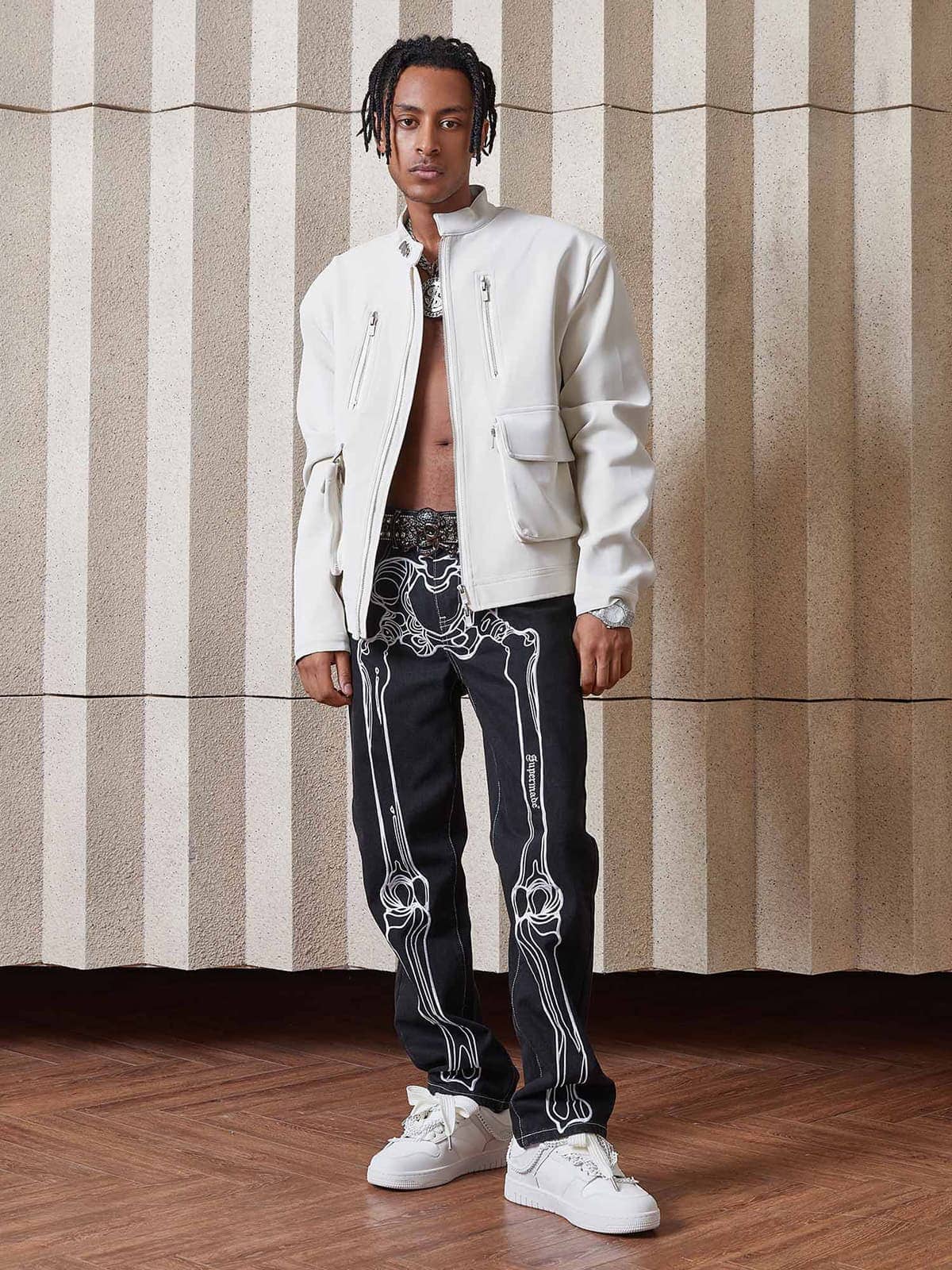 Thesupermade Hip Hop Bones Embroidered Jeans - 1859 - Image 12