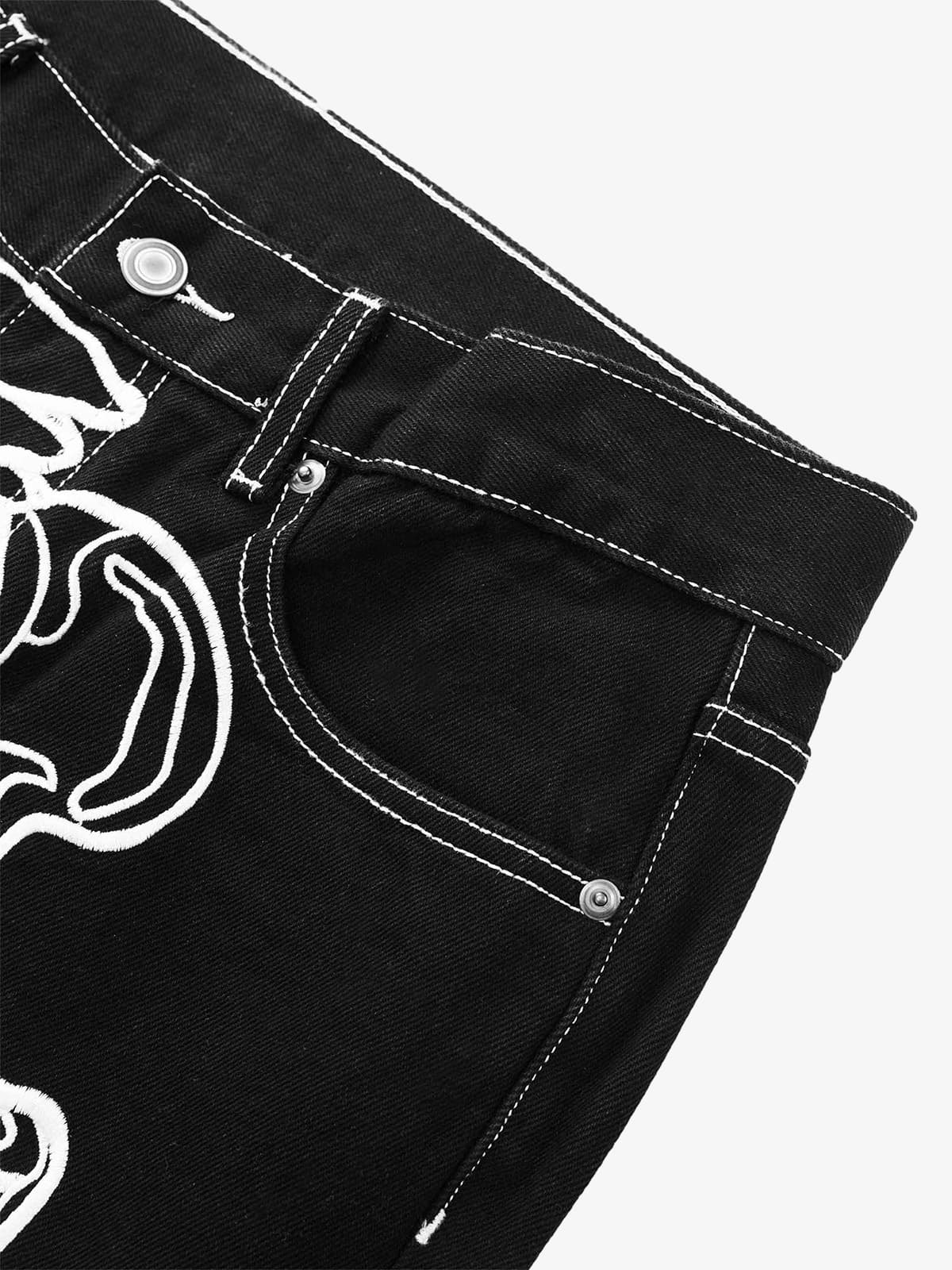 Thesupermade Hip Hop Bones Embroidered Jeans - 1859 - Image 14