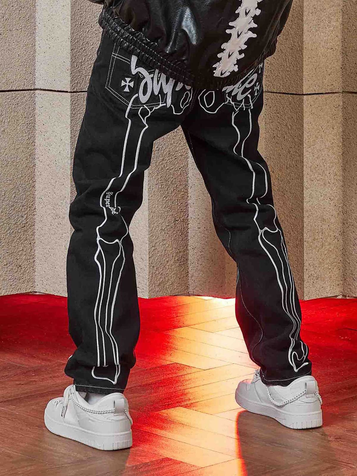 Thesupermade Hip Hop Bones Embroidered Jeans - 1859 - Image 5