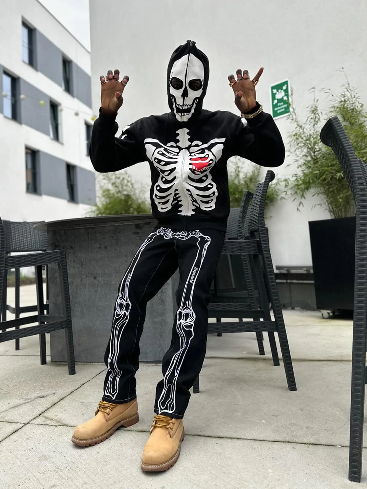 Thesupermade Hip Hop Bones Embroidered Jeans - 1859 - Image 7