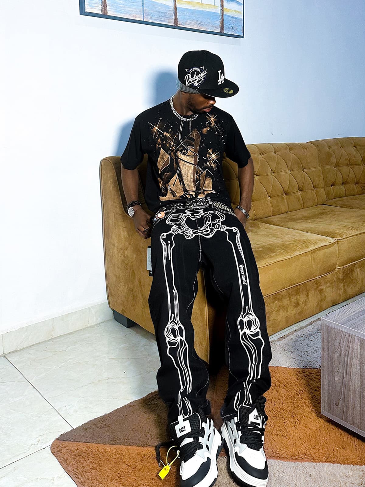 Thesupermade Hip Hop Bones Embroidered Jeans - 1859 - Image 8