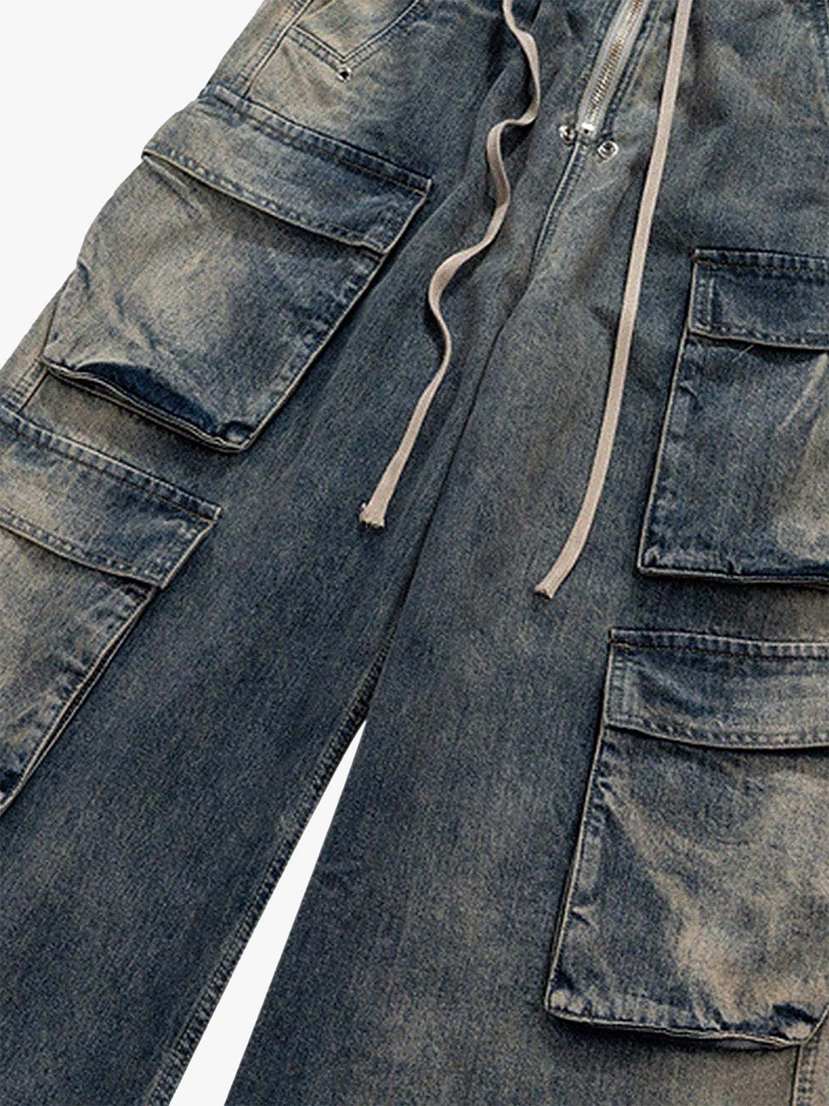 Thesupermade Wide Leg Multi-Pocket Straight Leg Loose Jeans - 1666 - Image 9