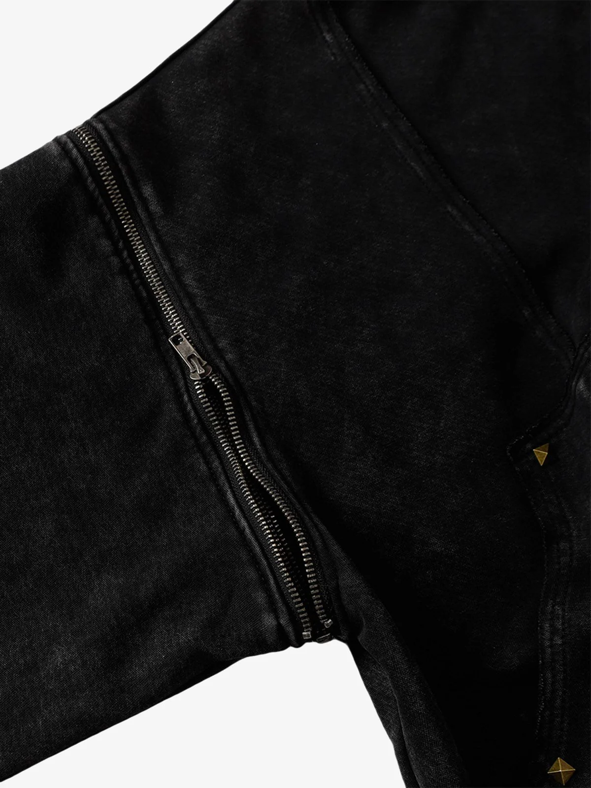 Street Washed Distressed Stitching Rivet Hooded Jacket - Image 11