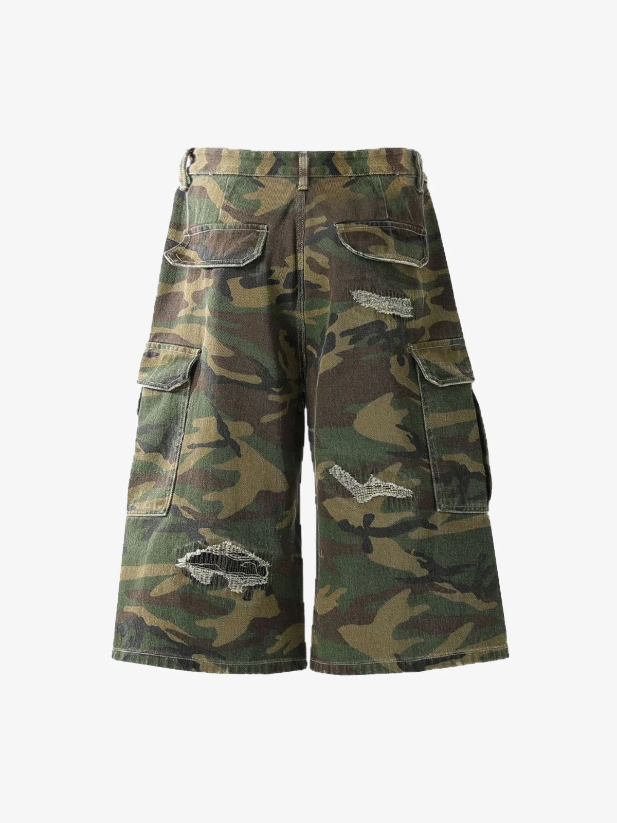 Retro Ripped Camouflage Cropped Jorts - 2387 - Image 9