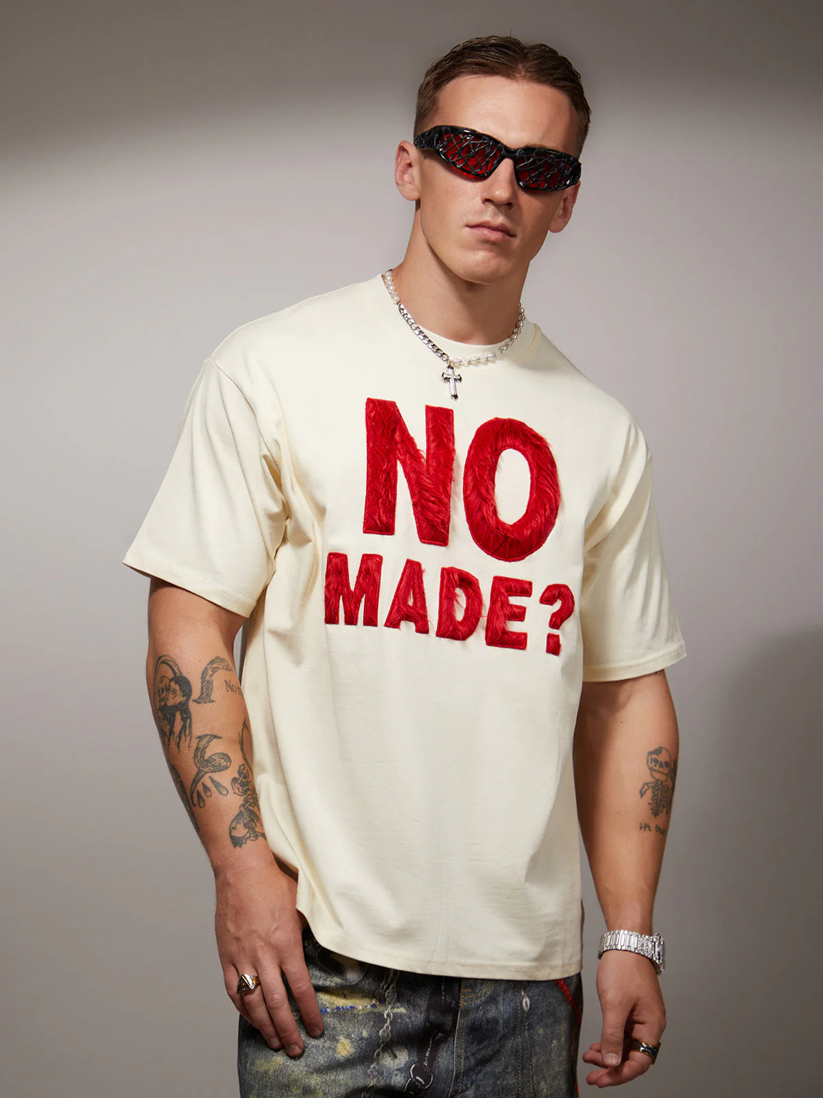 Heavy Retro Patch Embroidered T-shirt - 2398 - Image 7