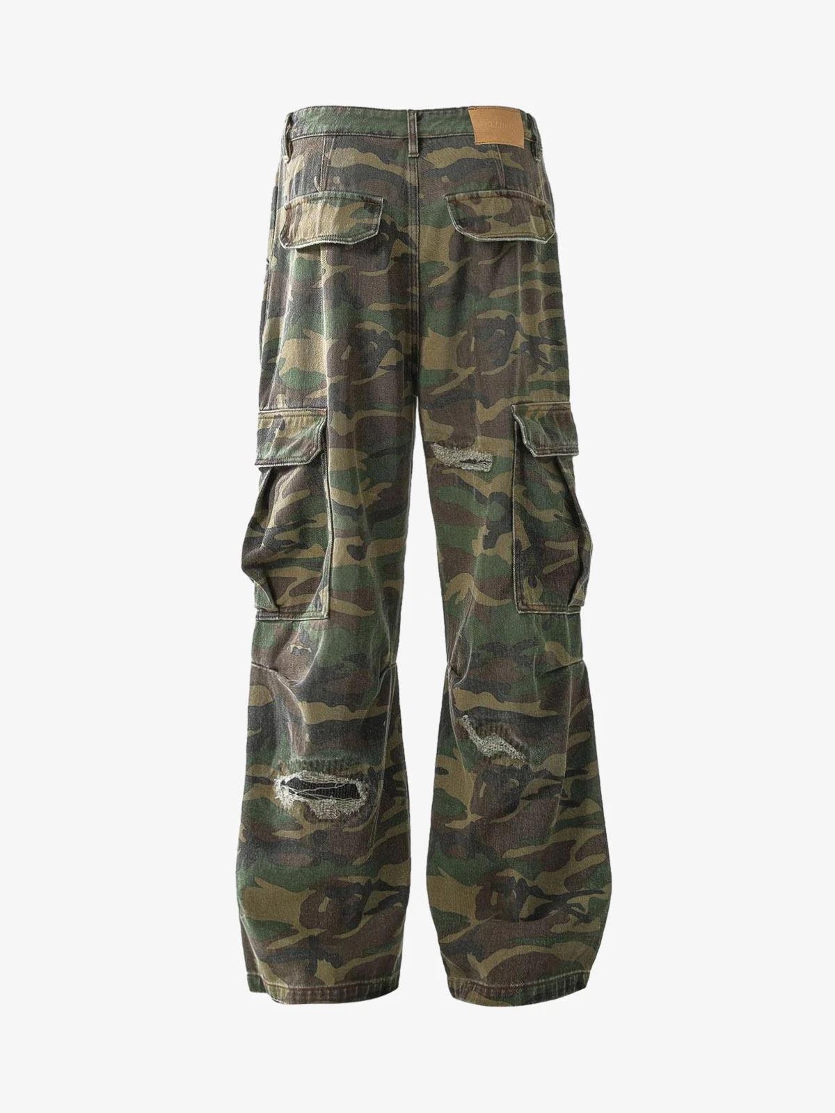 Woven Ripped Camouflage Cargo Baggy Pants - 2410 - Image 12