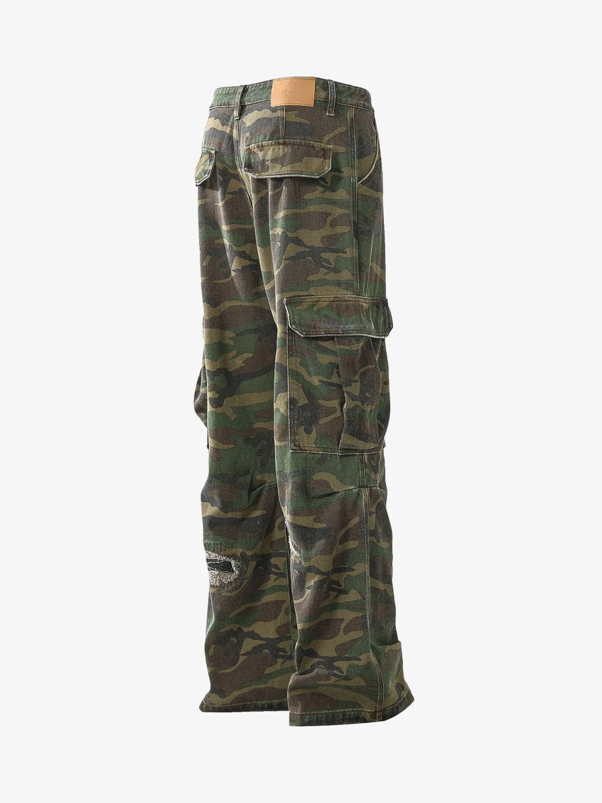 Woven Ripped Camouflage Cargo Baggy Pants - 2410 - Image 14