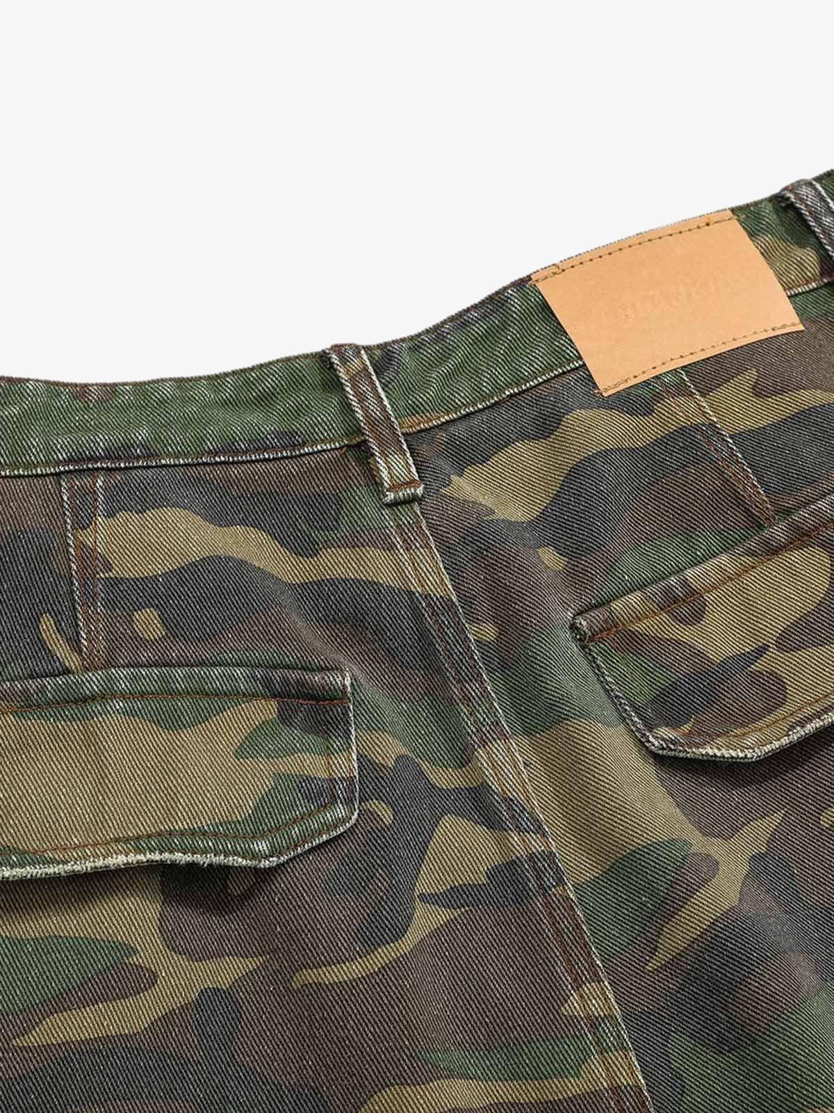 Woven Ripped Camouflage Cargo Baggy Pants - 2410 - Image 15