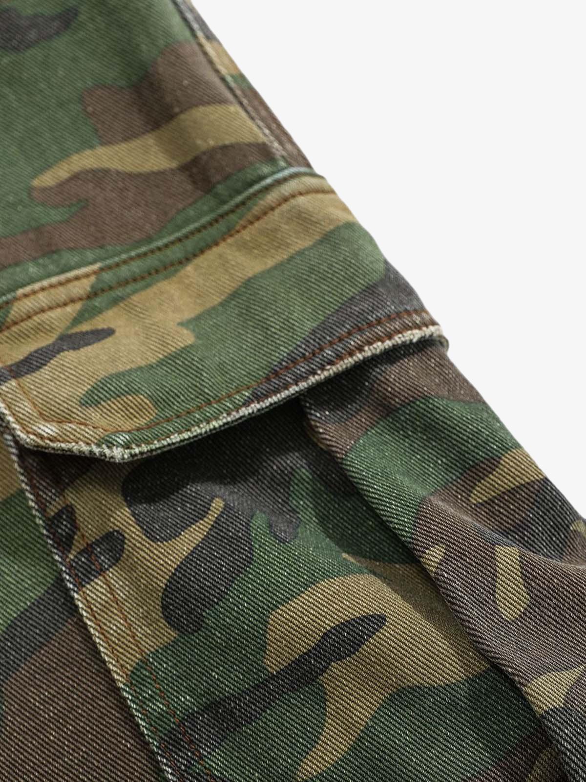 Woven Ripped Camouflage Cargo Baggy Pants - 2410 - Image 17