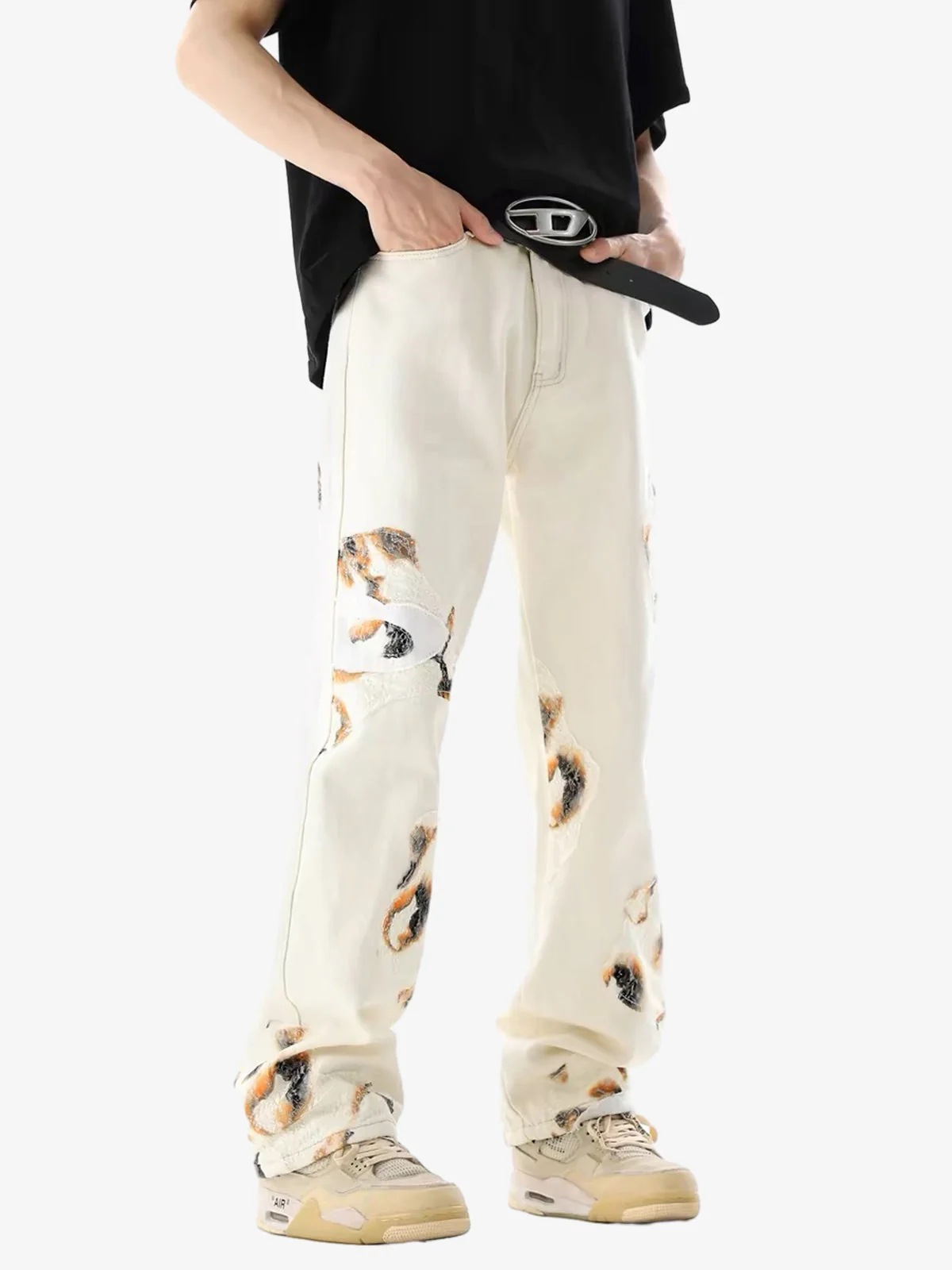 Thesupermade American Retro Lace Patchwork Jeans - Image 5