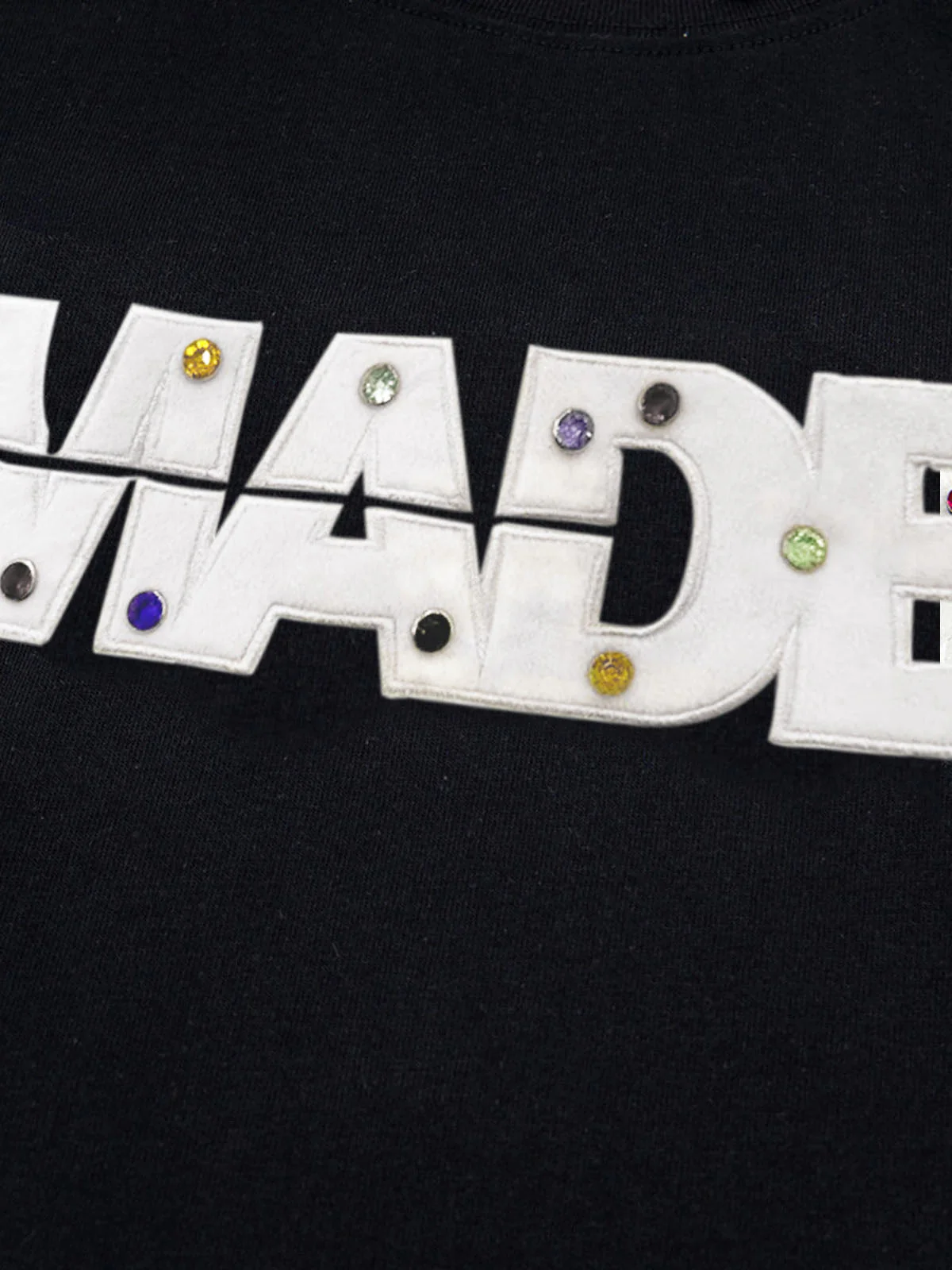 Street Retro MOOD Patch Embroidered Rivet T-shirt - 2440 - Image 10