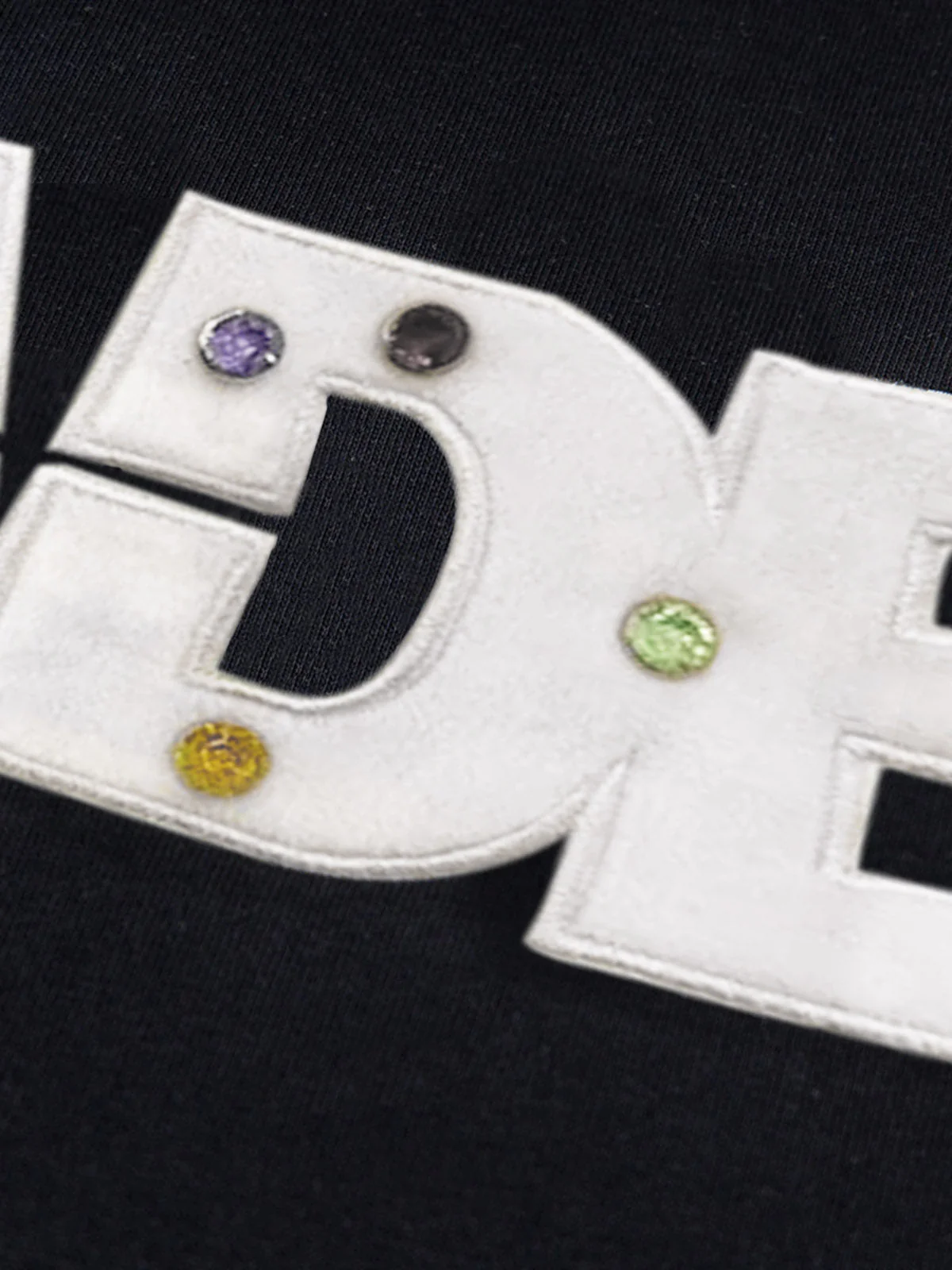 Street Retro MOOD Patch Embroidered Rivet T-shirt - 2440 - Image 8