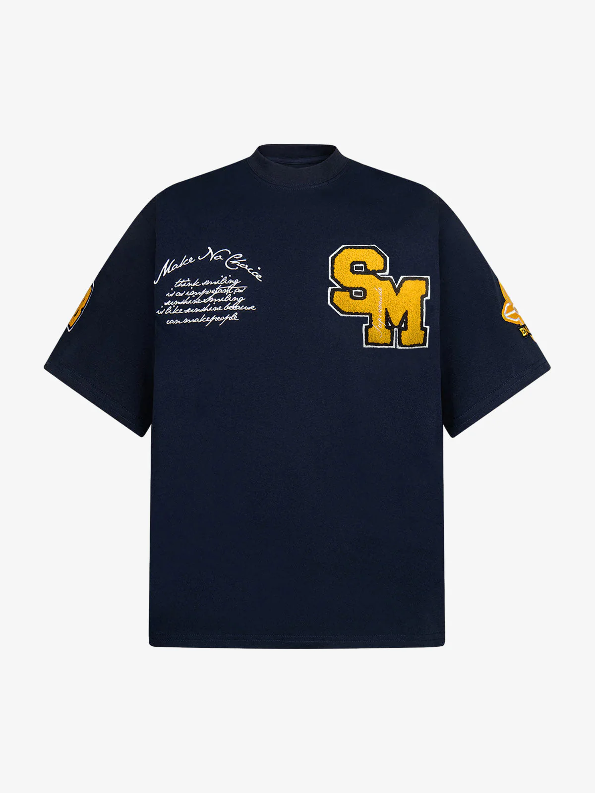 Retro Motorcycle Style Heavy Patch Embroidered T-shirt - Image 3