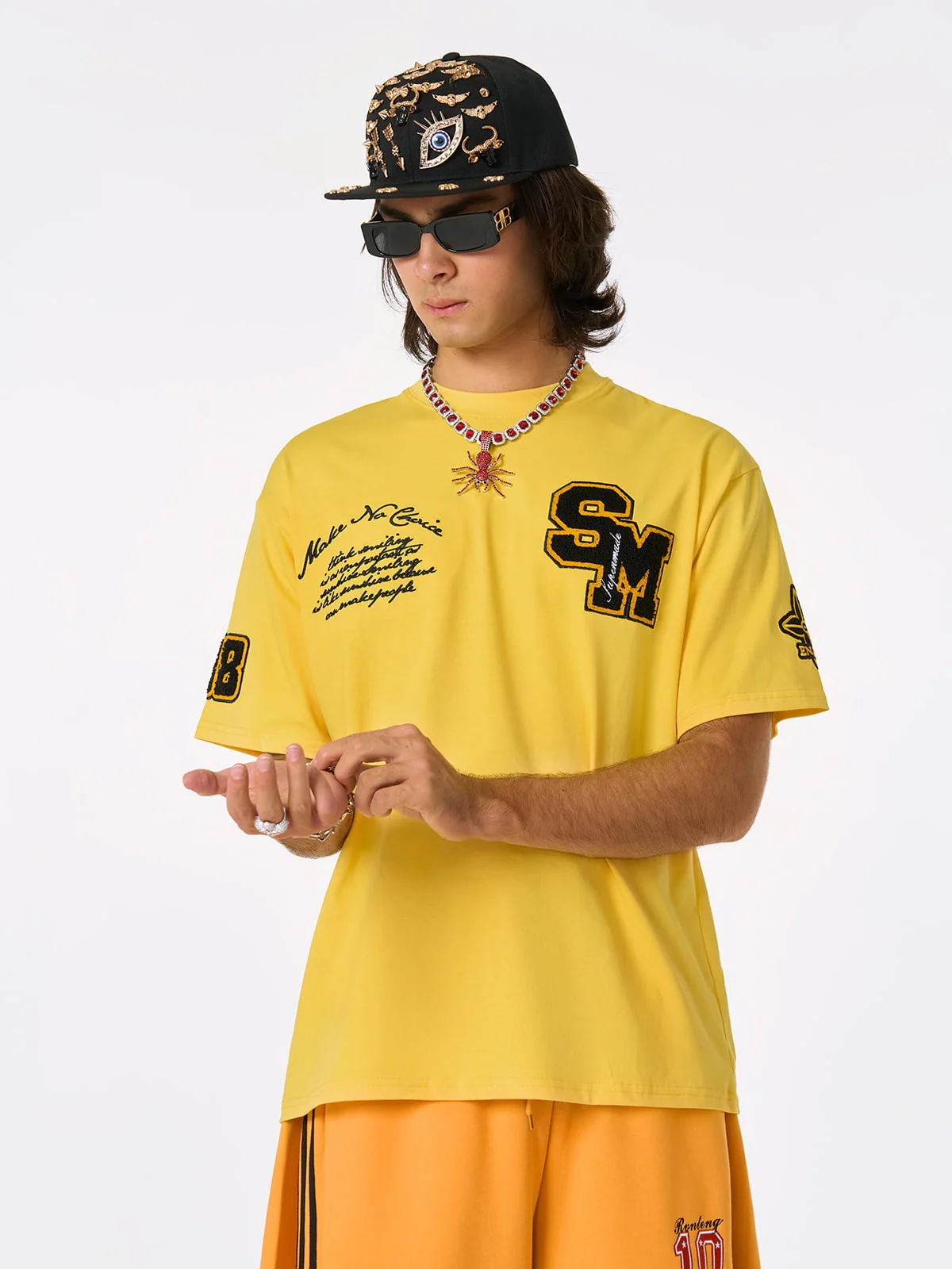 Retro Motorcycle Style Heavy Patch Embroidered T-shirt - Image 7