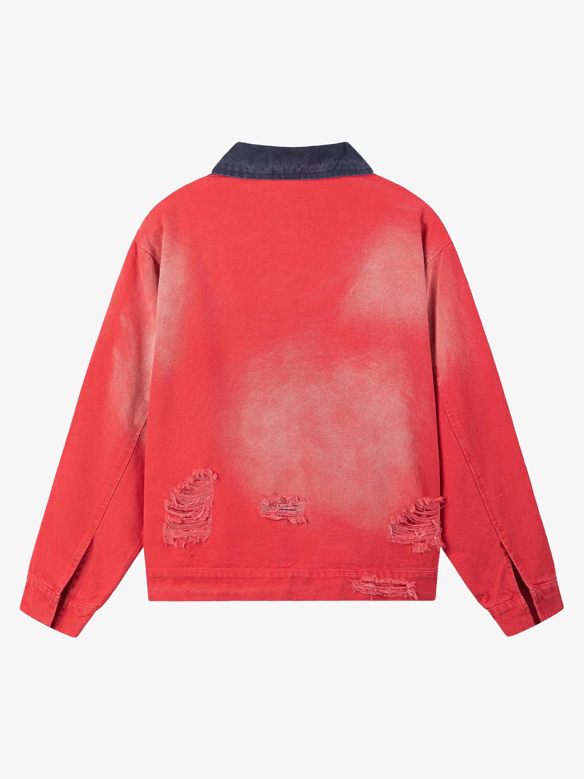 Retro Ripped Washed Contrast Color Work Jacket - Image 2