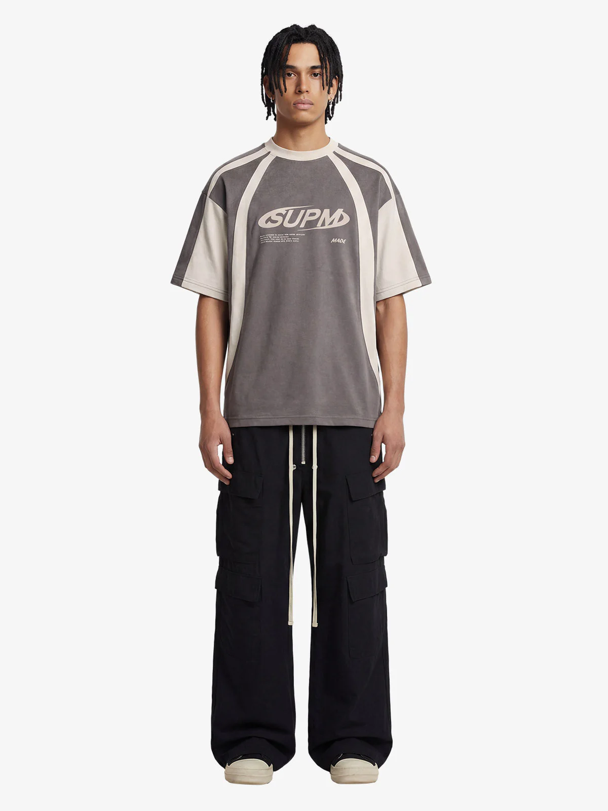 Jersey Deconstructed Contrast Color Stitching Print T-shirt - 2407 - Image 4